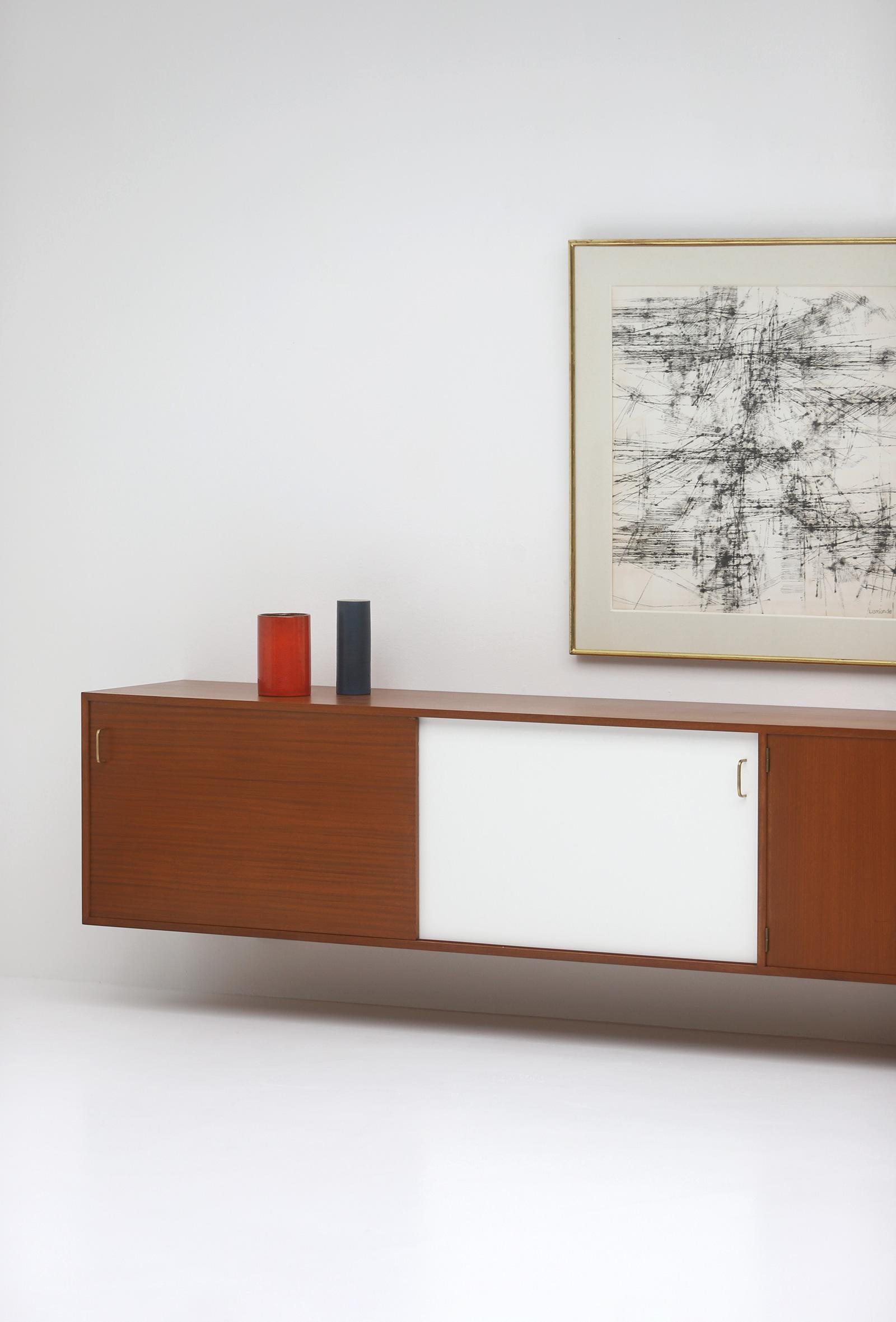 Belgian Rare modernist mid-century floating Sideboard by Jos De Mey , Belgium 1961