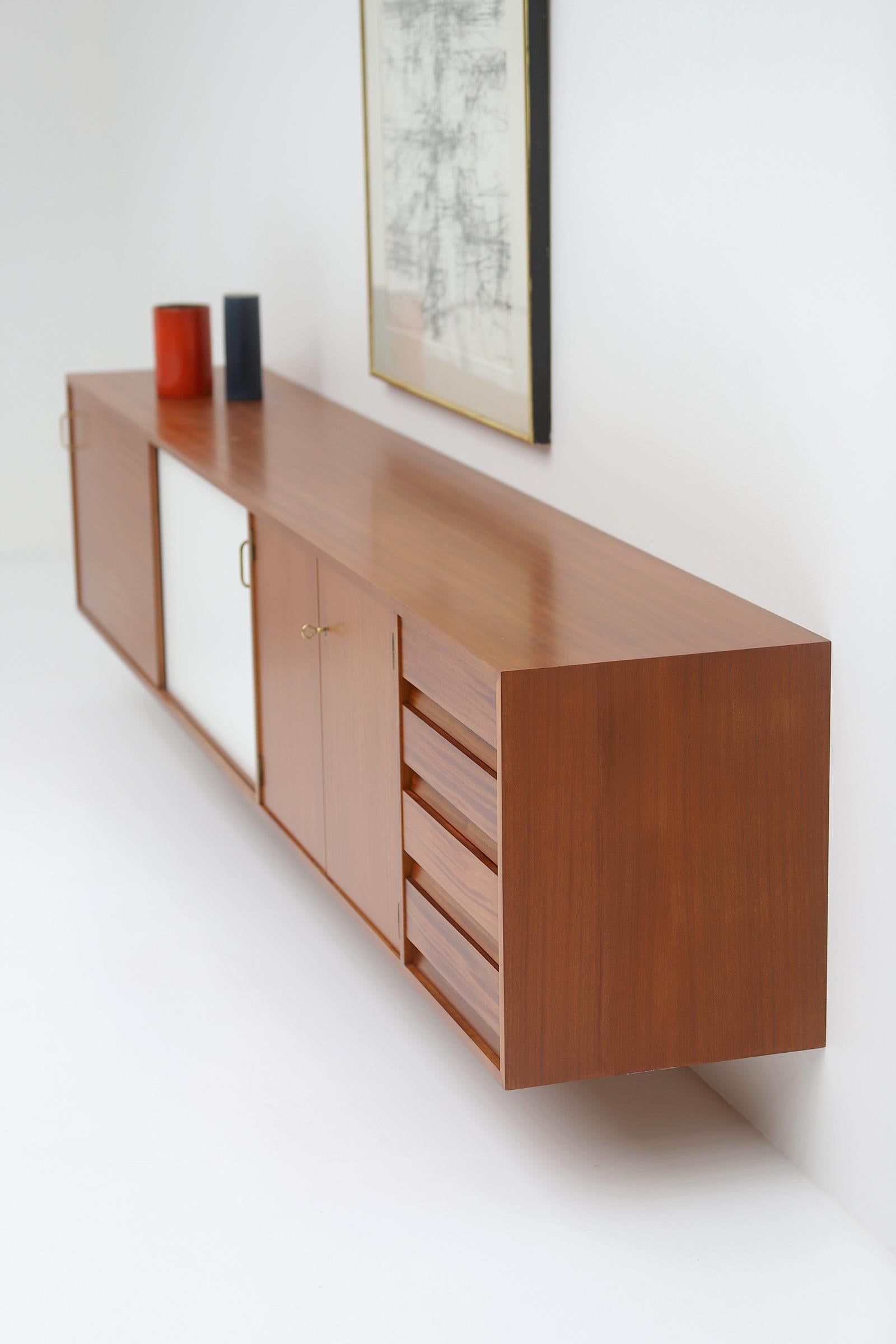 Formica Rare modernist mid-century floating Sideboard by Jos De Mey , Belgium 1961