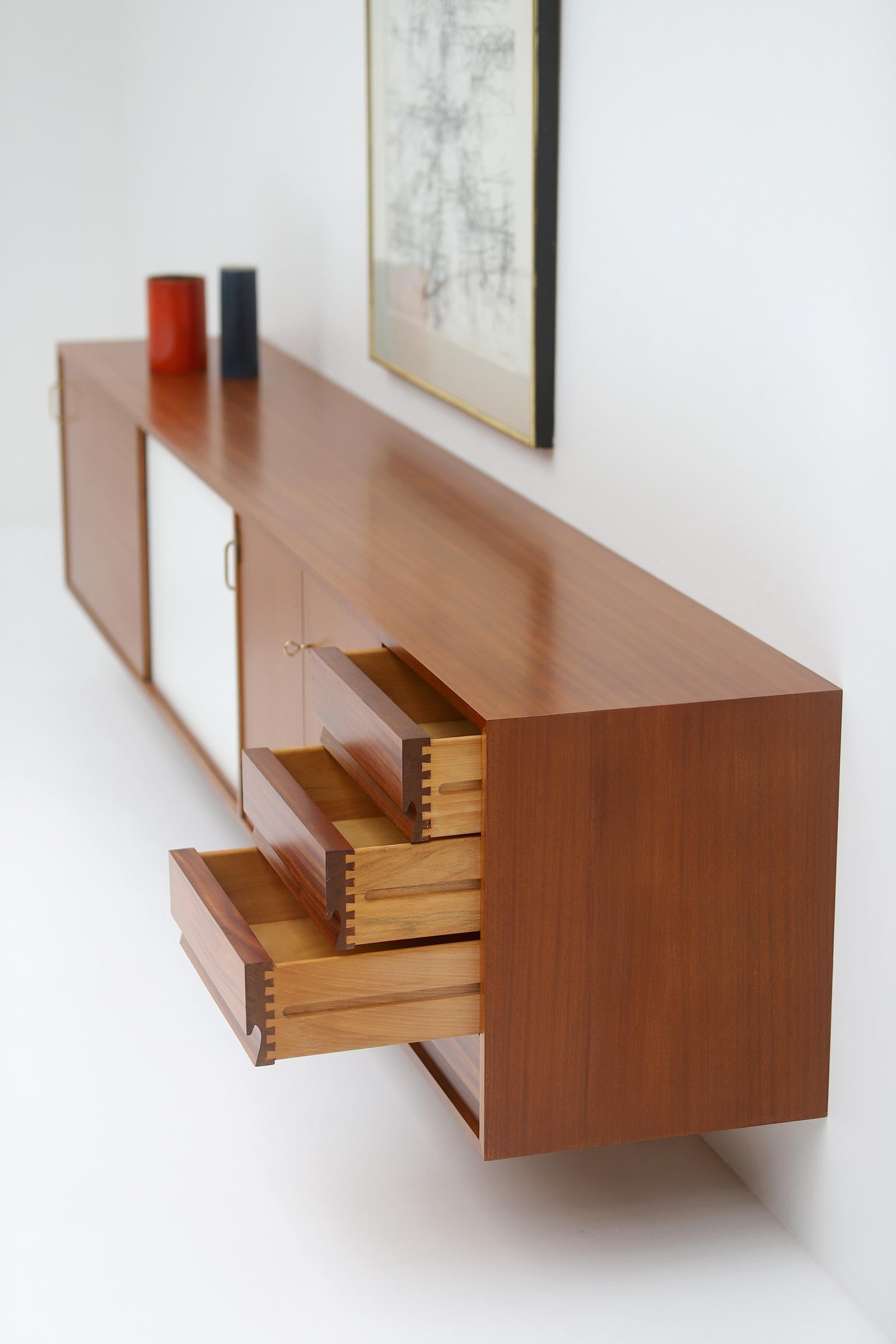 Rare modernist mid-century floating Sideboard by Jos De Mey , Belgium 1961 1