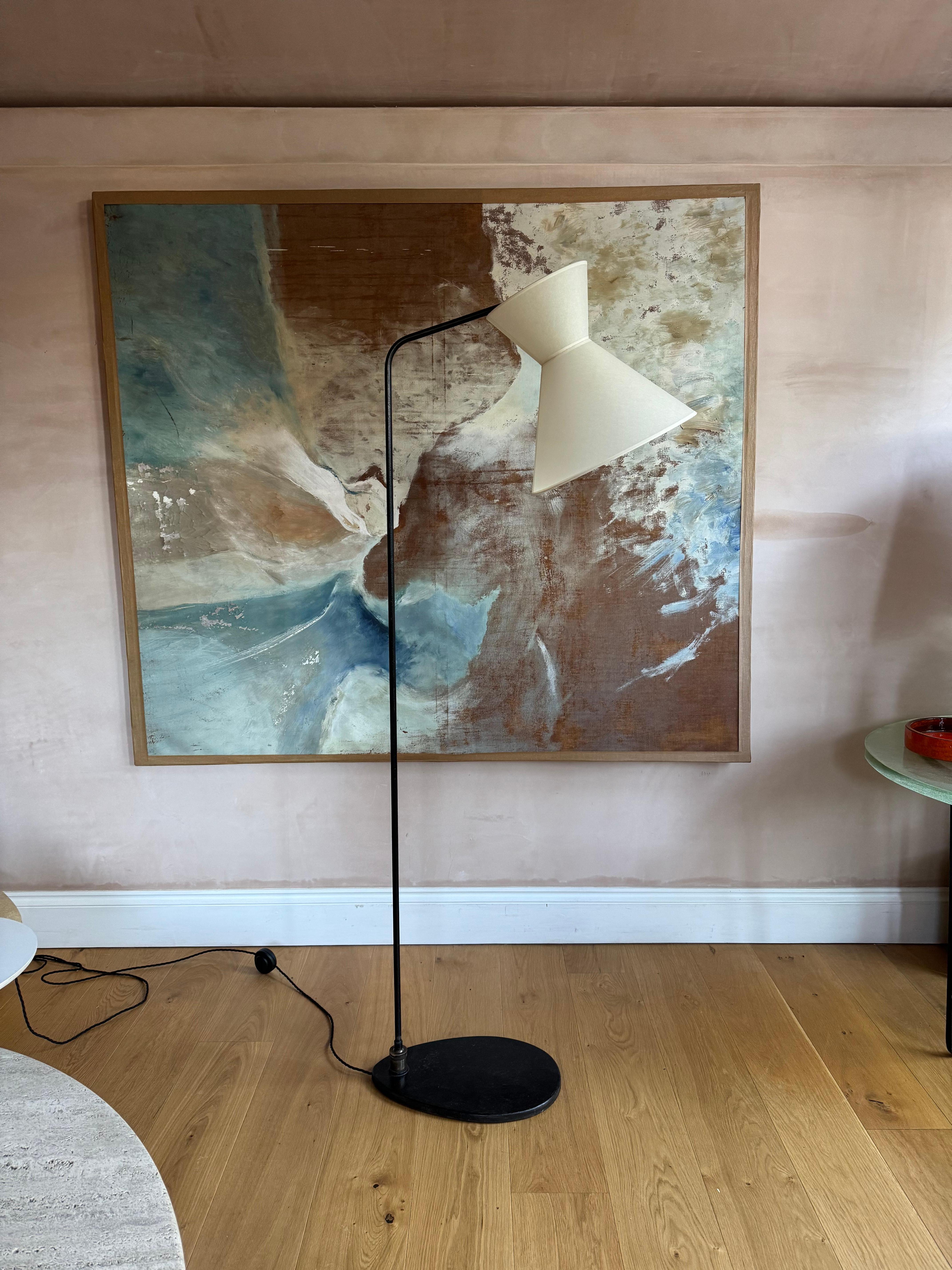 Metal Rare floor lamp attributed to Gerard Guermonprez For Sale