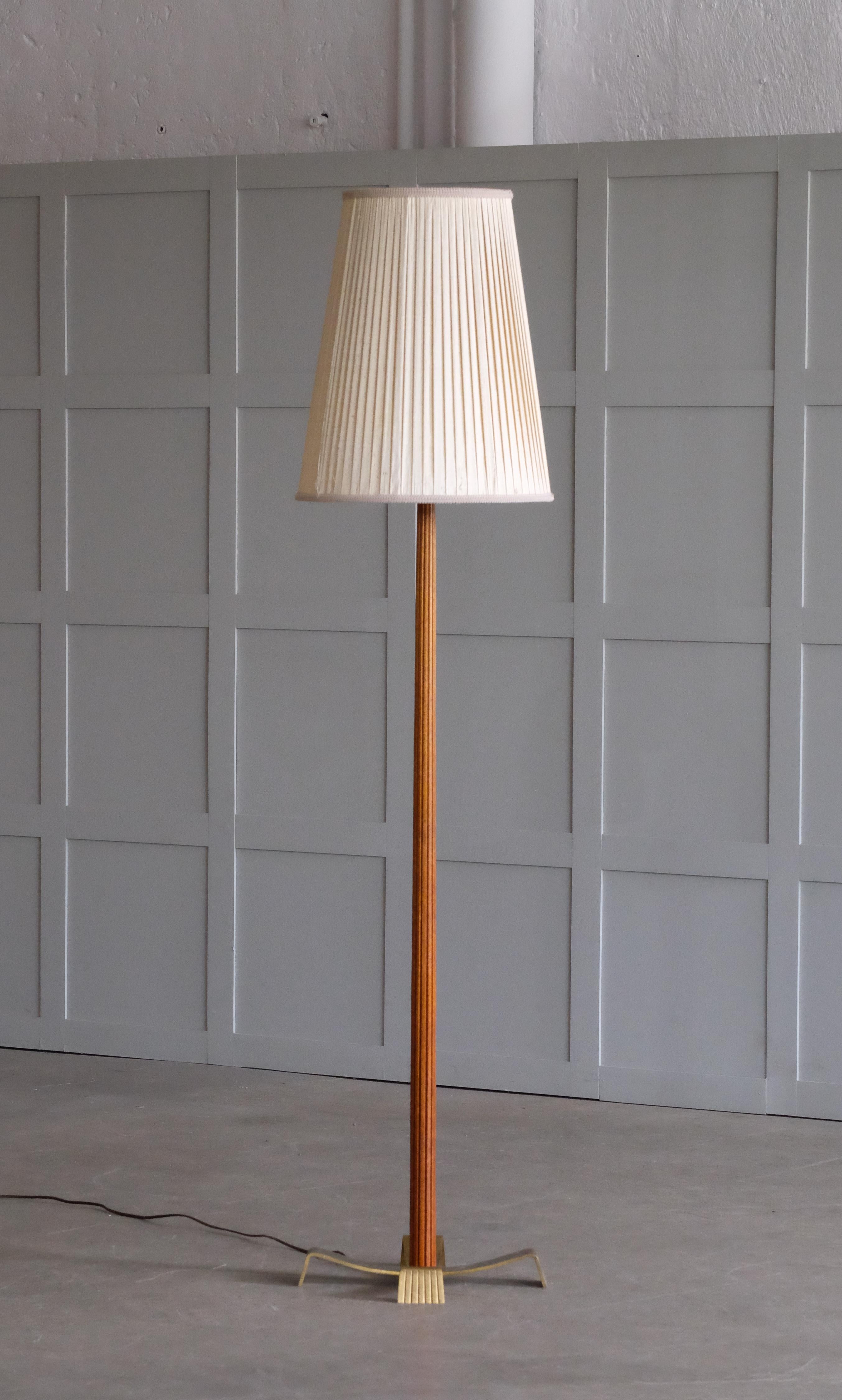 Brass Rare Floor Lamp by Hans Bergström, Ateljé Lyktan, 1940s For Sale