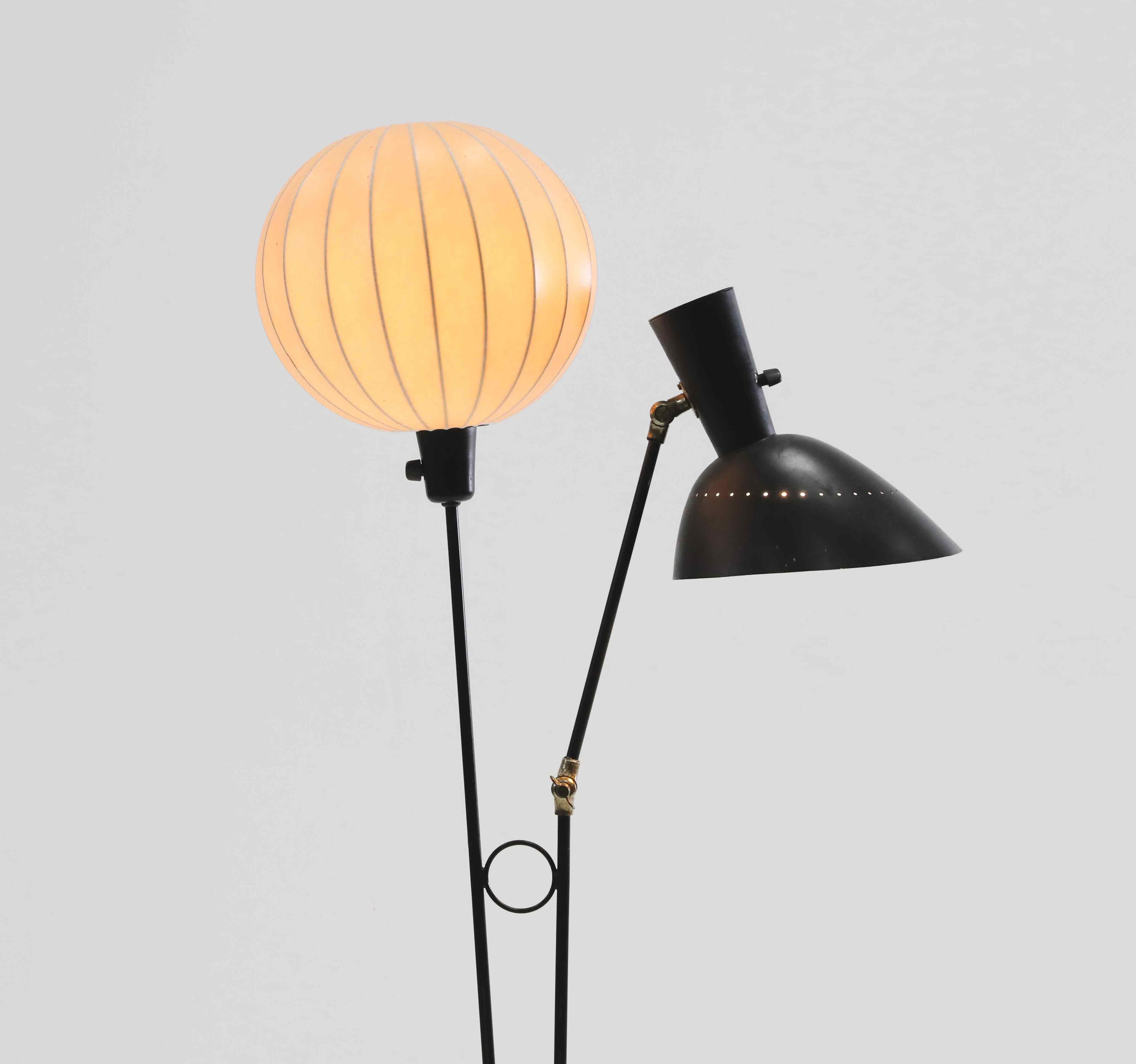 Painted Rare Floor Lamp by Hans Bergström for Ateljé Lyktan from the 1950s For Sale