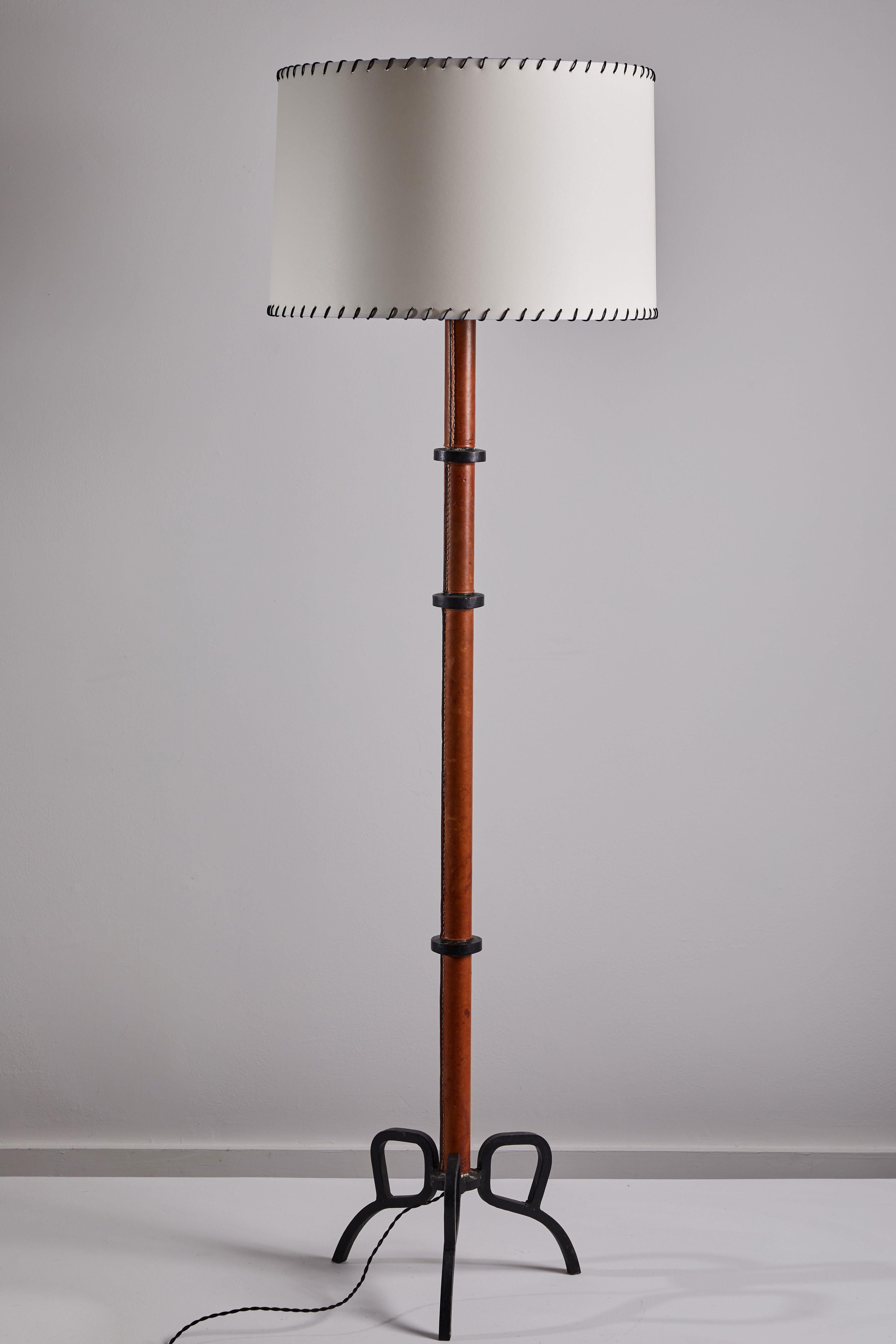 Rare Floor Lamp in the Style of Jacques Adnet In Good Condition In Los Angeles, CA