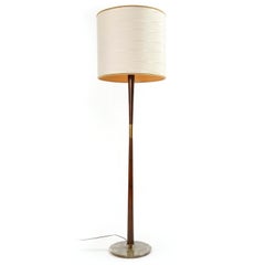 Floor Lamp by Stilnovo, Stained Walnut Brass Marble Base, circa 1946-48