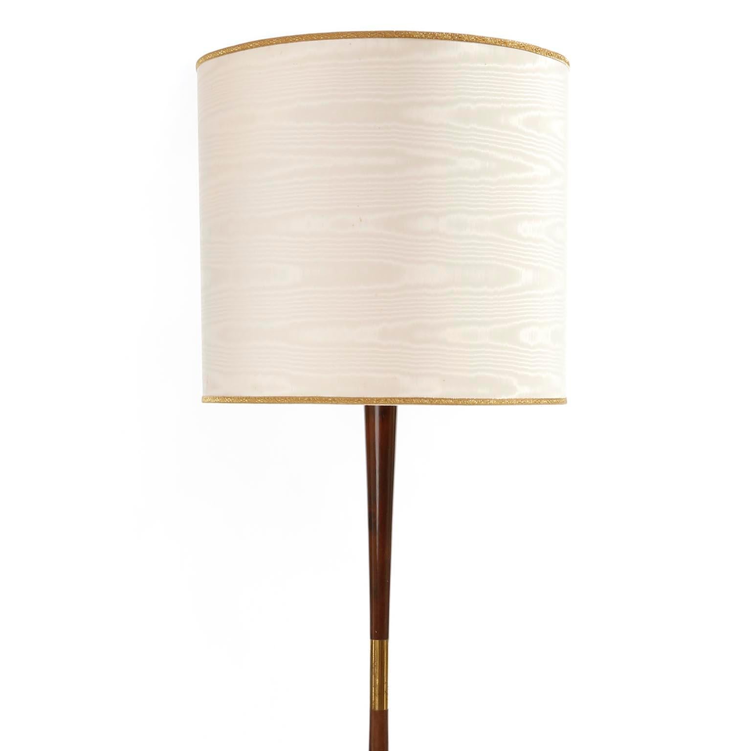 Floor Lamp by Stilnovo, Stained Walnut Brass Marble Base, circa 1946-48 In Good Condition For Sale In Hausmannstätten, AT