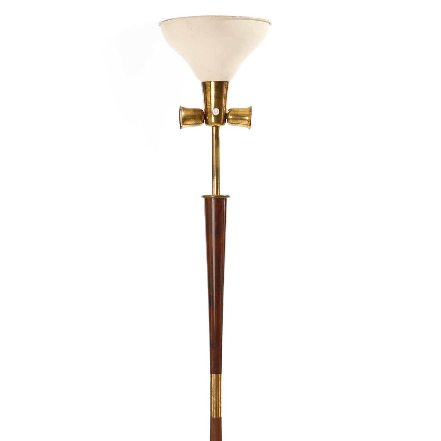 Floor Lamp by Stilnovo, Stained Walnut Brass Marble Base, circa 1946-48 For Sale 1