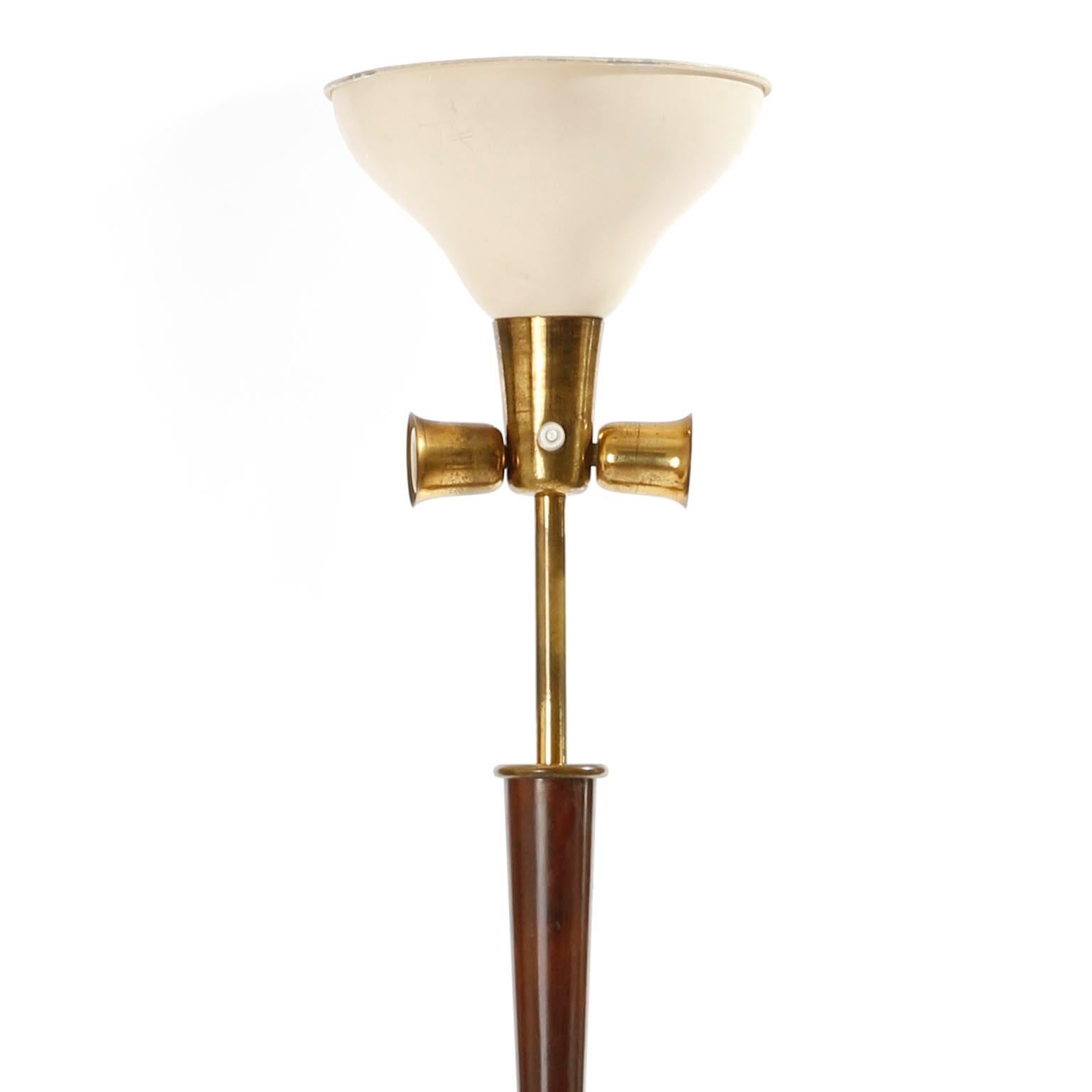Floor Lamp by Stilnovo, Stained Walnut Brass Marble Base, circa 1946-48 For Sale 2