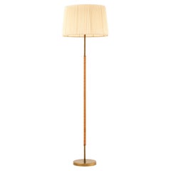 Rare Floor Lamp in Brass and Leather by Harald Notini, 1940s