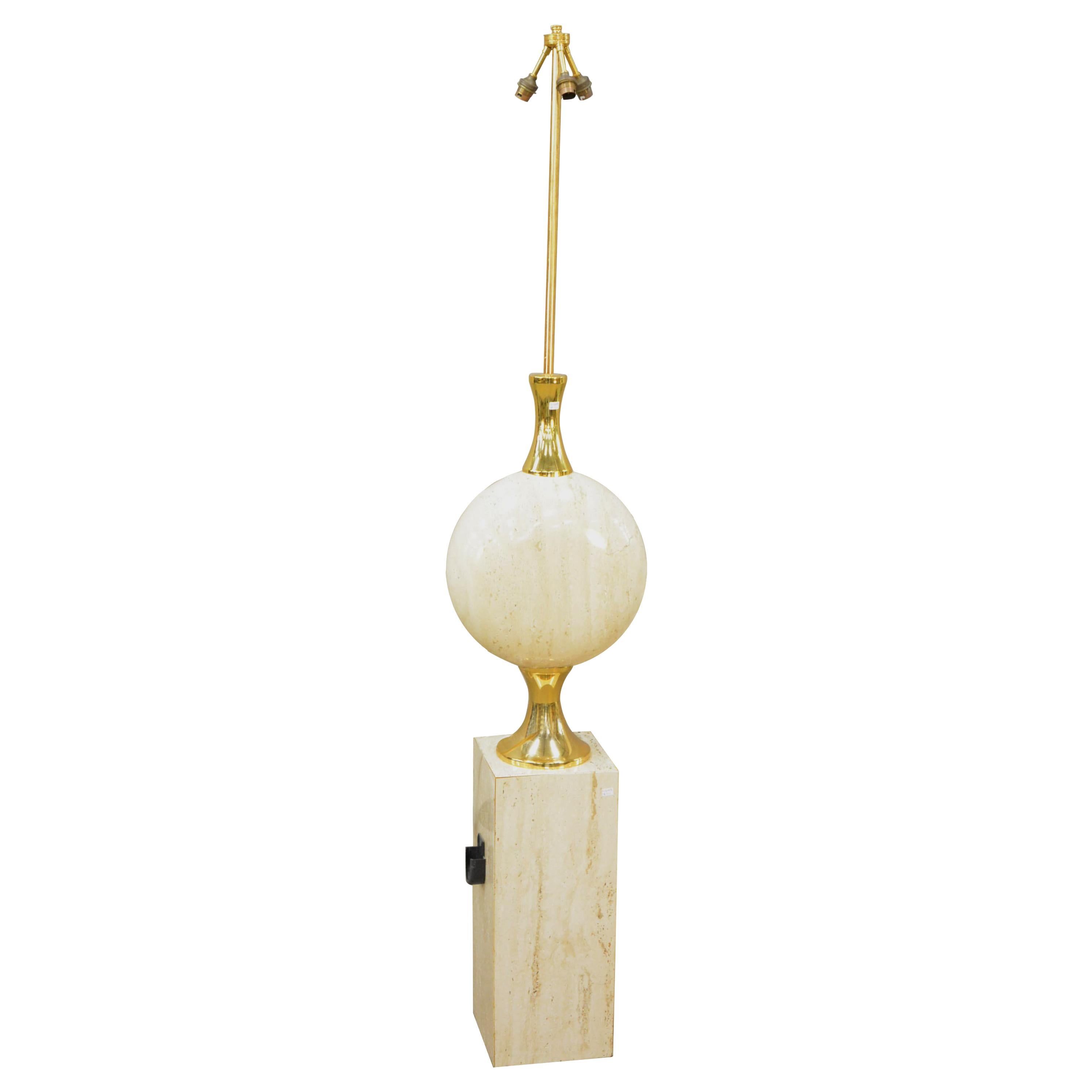 Rare Floor Lamp in Stunning Travertine by Philippe Barbier, circa 1960 For Sale