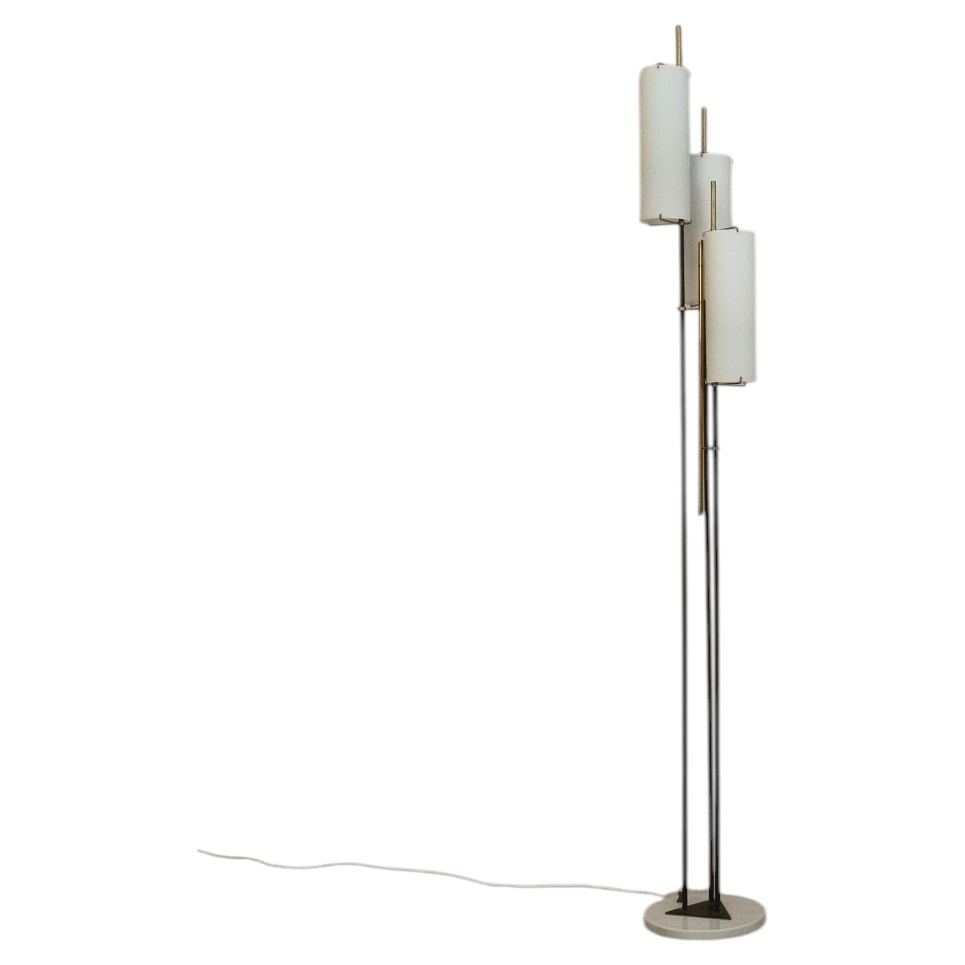 Rare floor lamp produced by Stilnovo Italy 1960s marble, brass, metal.
