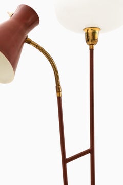 Rare Floor Lamp with Red Lacquered Metal Frame, 1950s
