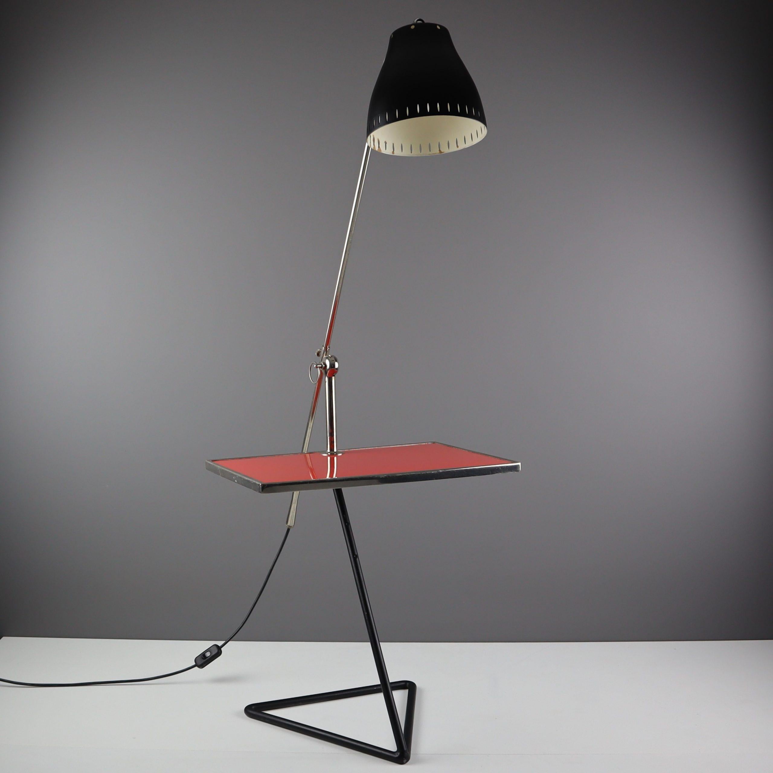 Industrial Rare Floor Lamp with Table  For Sale