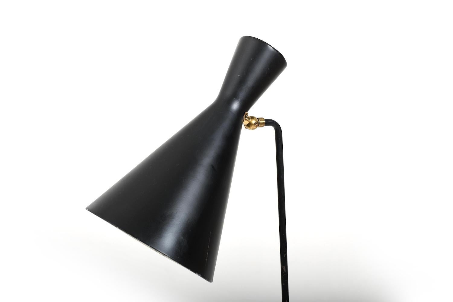 Floorlamp, model G123 by Knud Joos for LYFA Denmark, 1950s. Brass and black lacquered metal.