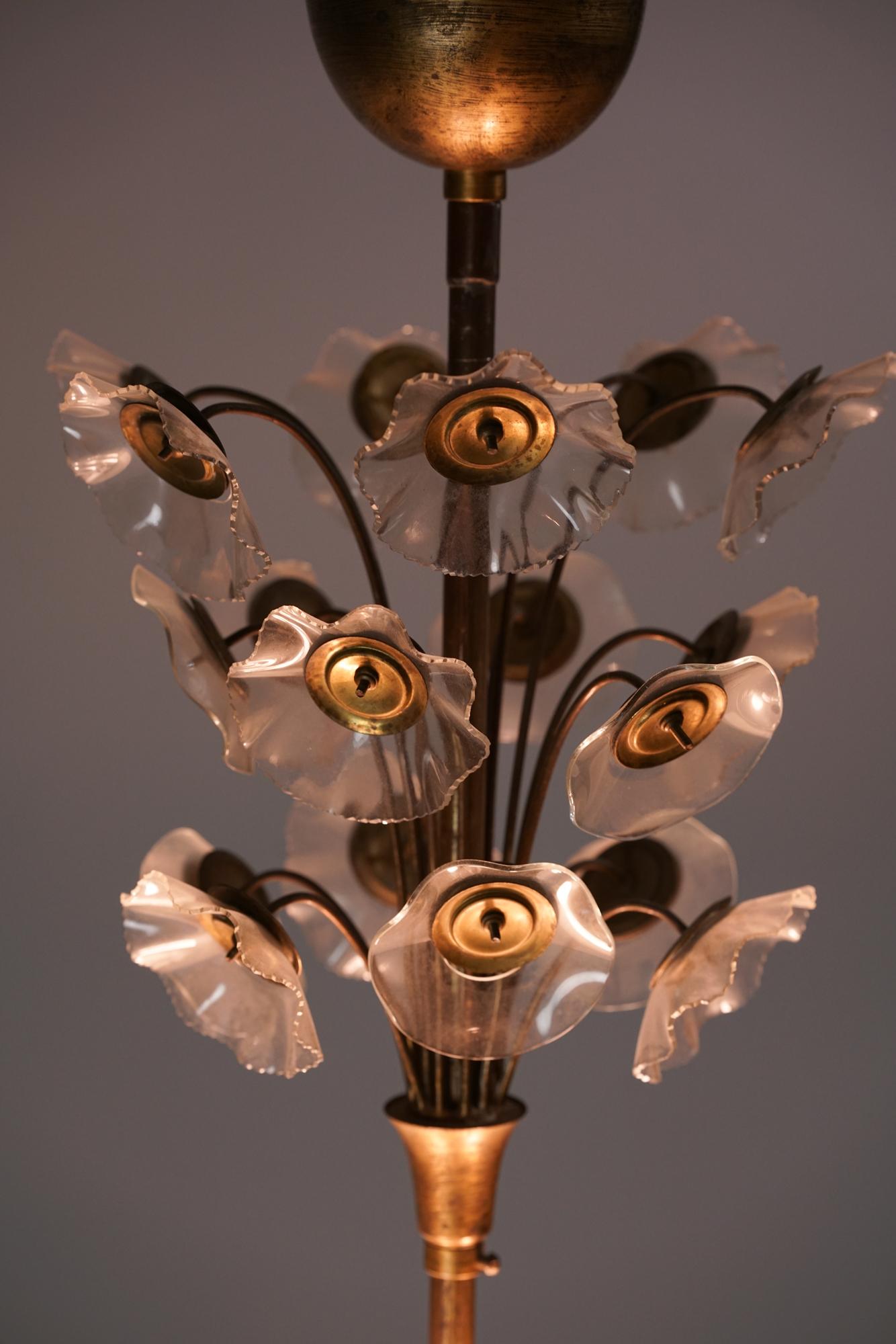 Scandinavian Modern Rare Floral Chandelier, Lisa Johansson-Pape, 1940s For Sale