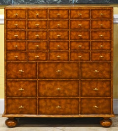 Rare Florentine Style Maitland-Smith Leather Clad Multi Drawer Collector's Chest