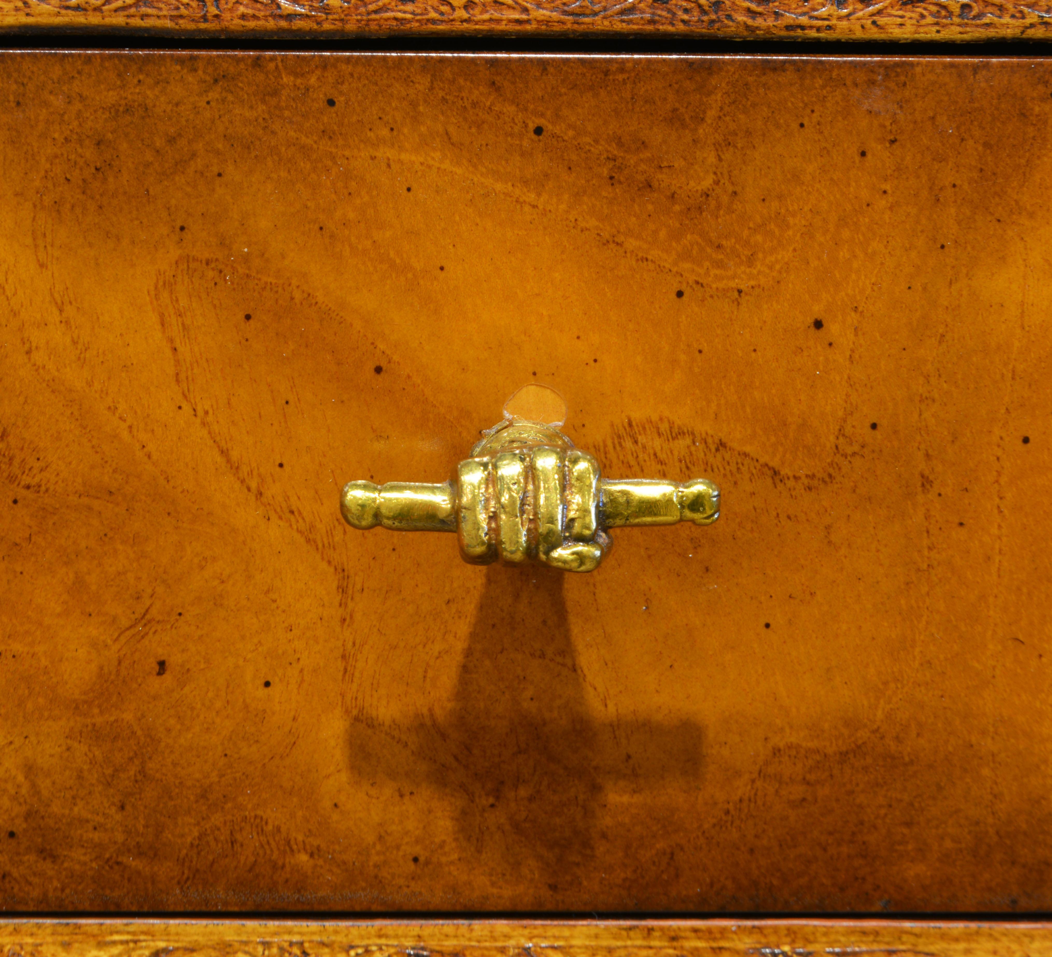 20th Century Rare Florentine Style Maitland-Smith Leather Clad Multi Drawer Collector's Chest
