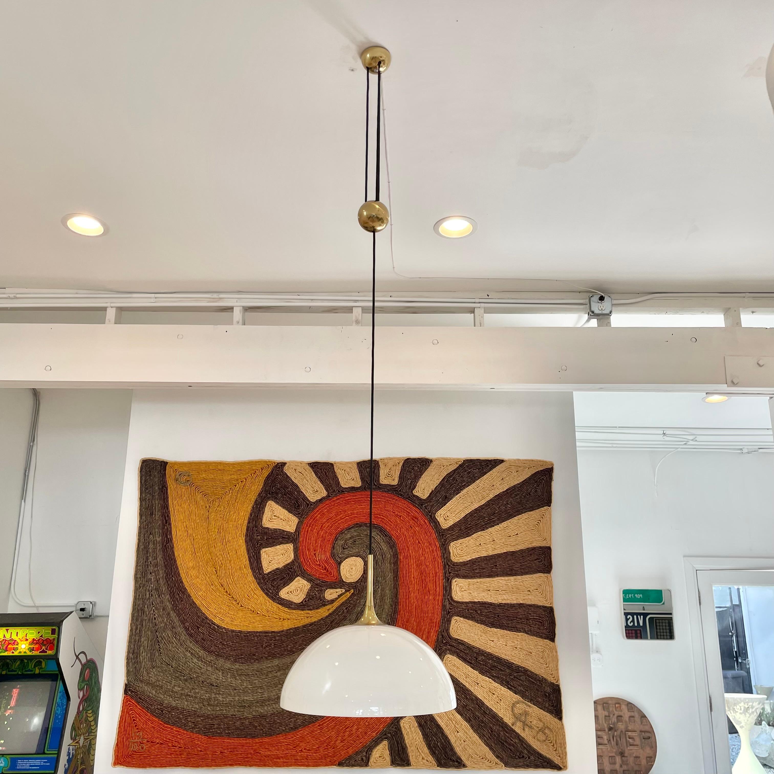 Rare Florian Schulz Counter Balance Light with Ceramic Shade, Germany 1970s In Good Condition For Sale In Los Angeles, CA