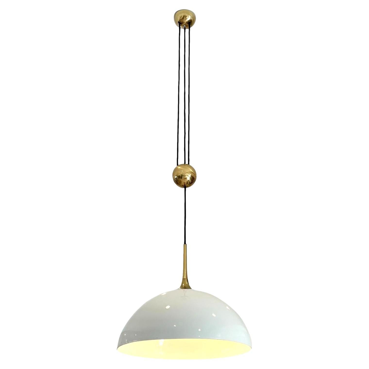 Rare Florian Schulz Counter Balance Light with Ceramic Shade, Germany 1970s