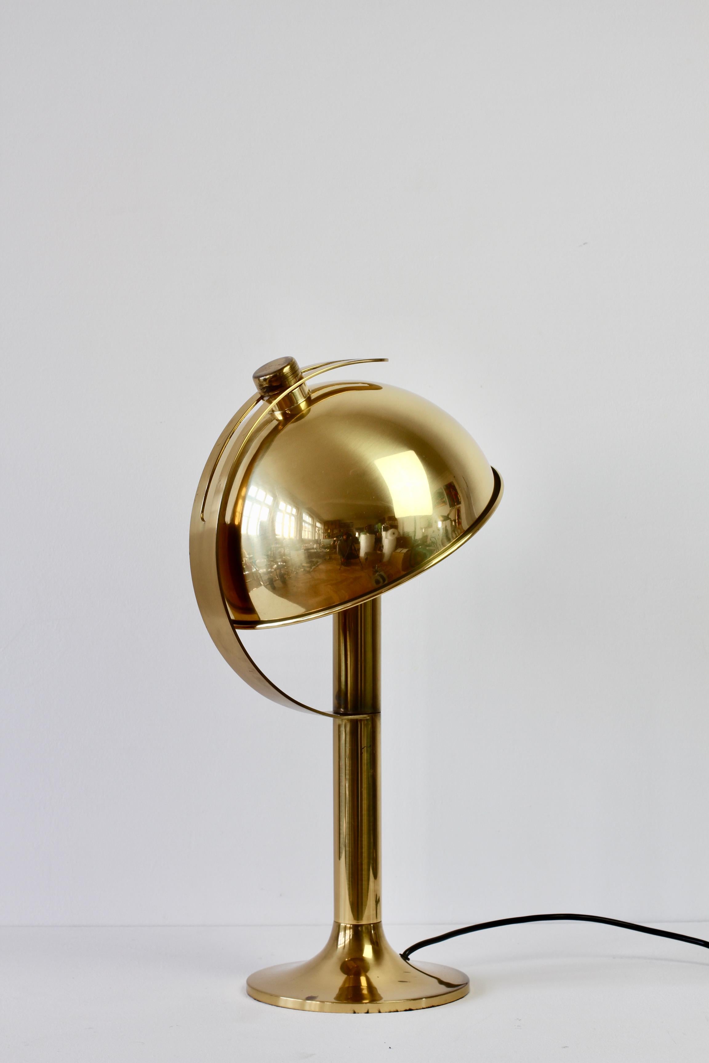 Metal Rare Florian Schulz Mid-Century Vintage Modernist Brass Adjustable Table Lamp For Sale