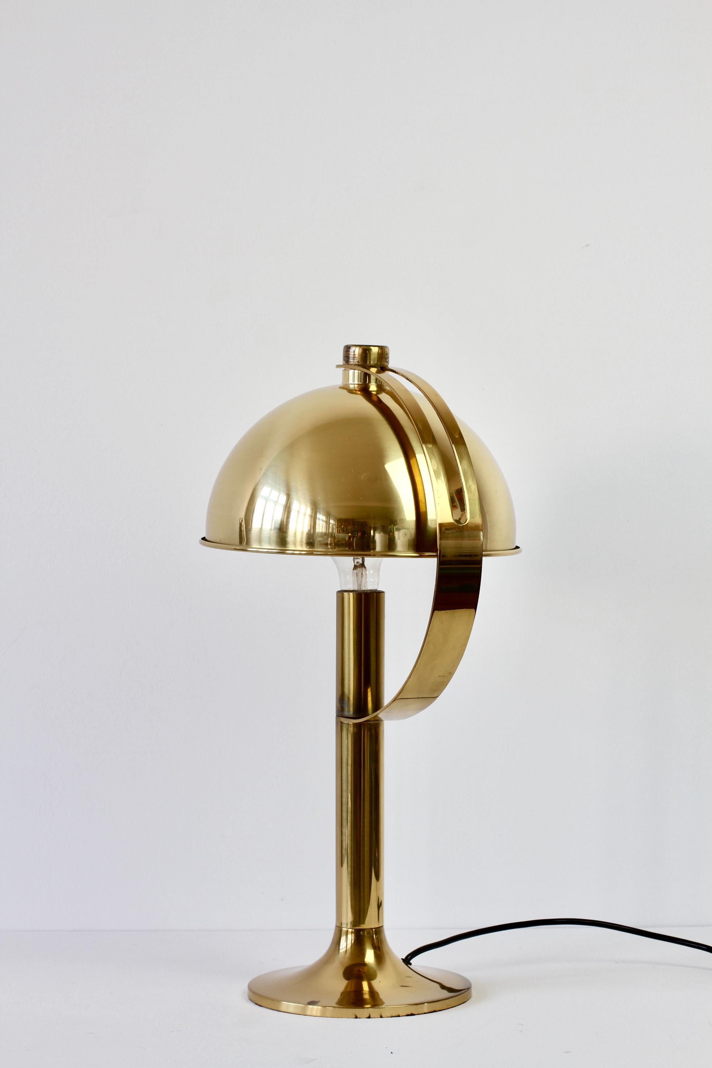 Polished Rare Florian Schulz Mid-Century Vintage Modernist Brass Adjustable Table Lamp For Sale