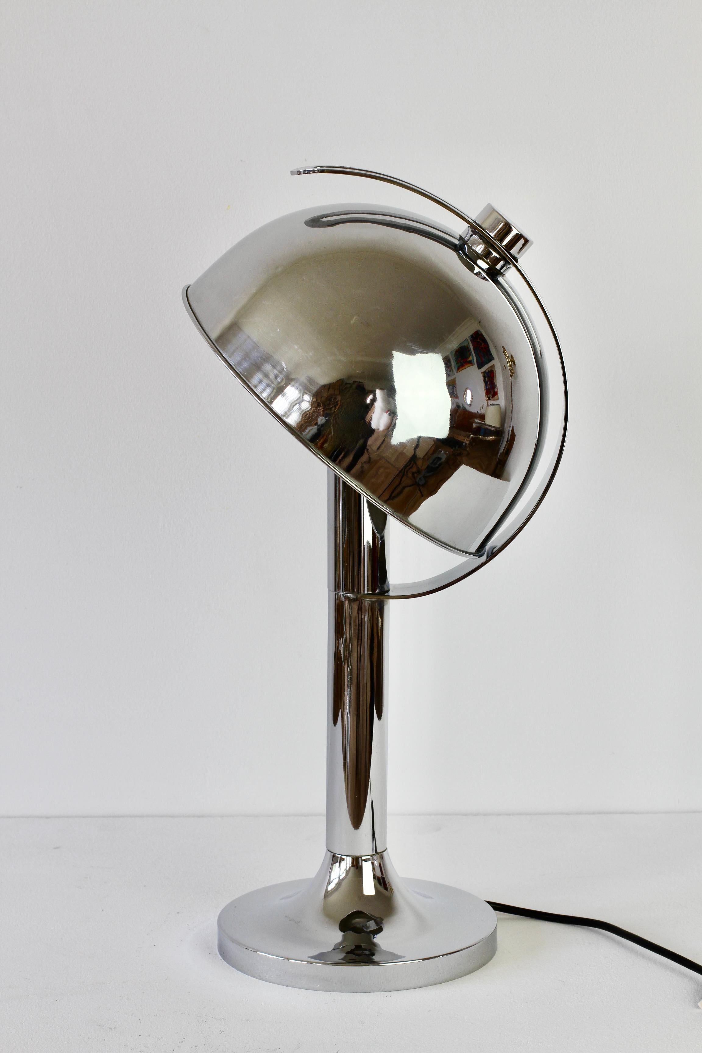 Rare Florian Schulz Mid-Century Vintage Modernist Chrome Adjustable Table Lamp For Sale 2