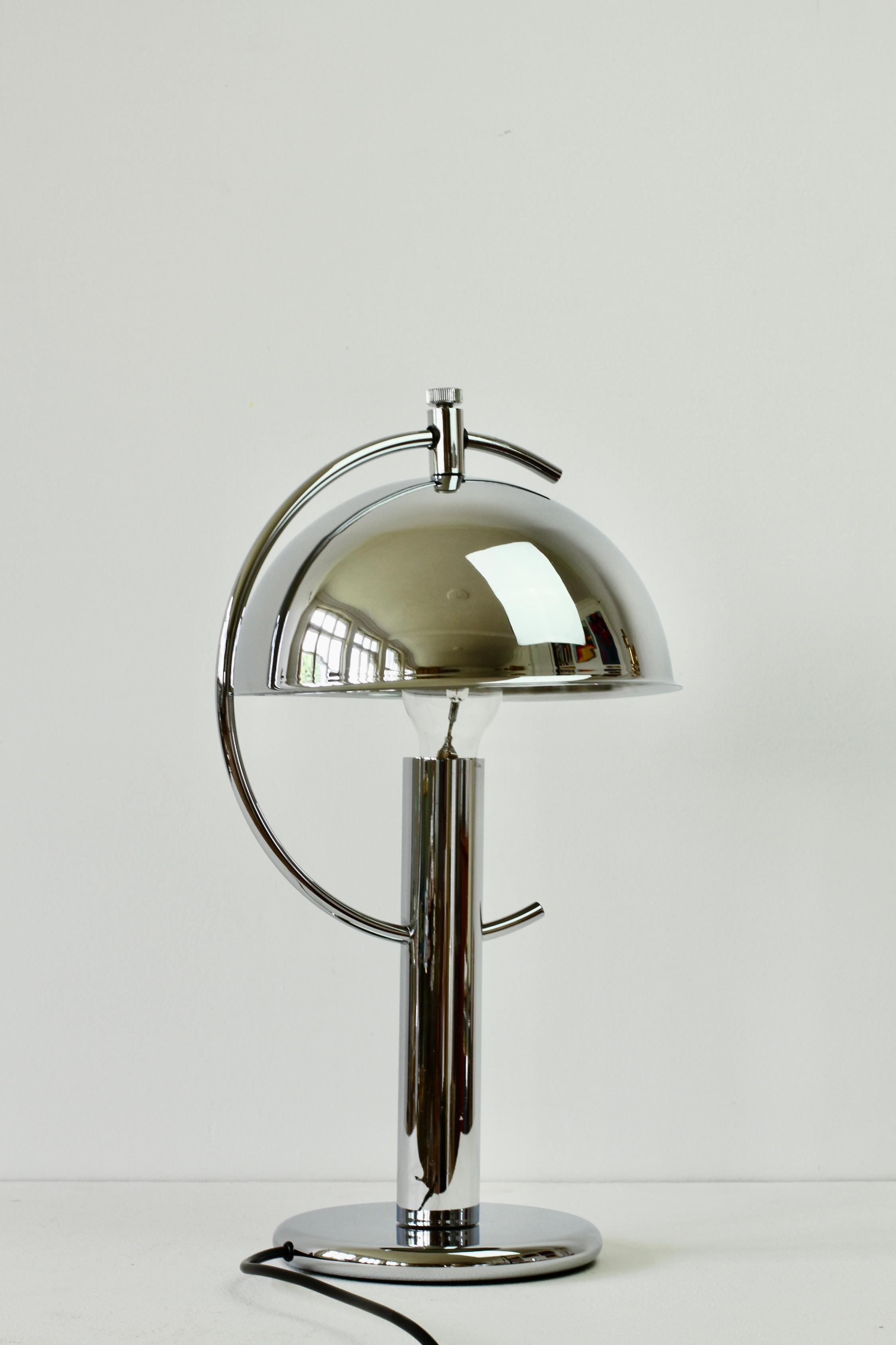 Rare Florian Schulz Mid-Century Vintage Modernist Chrome Adjustable Table Lamp For Sale 2