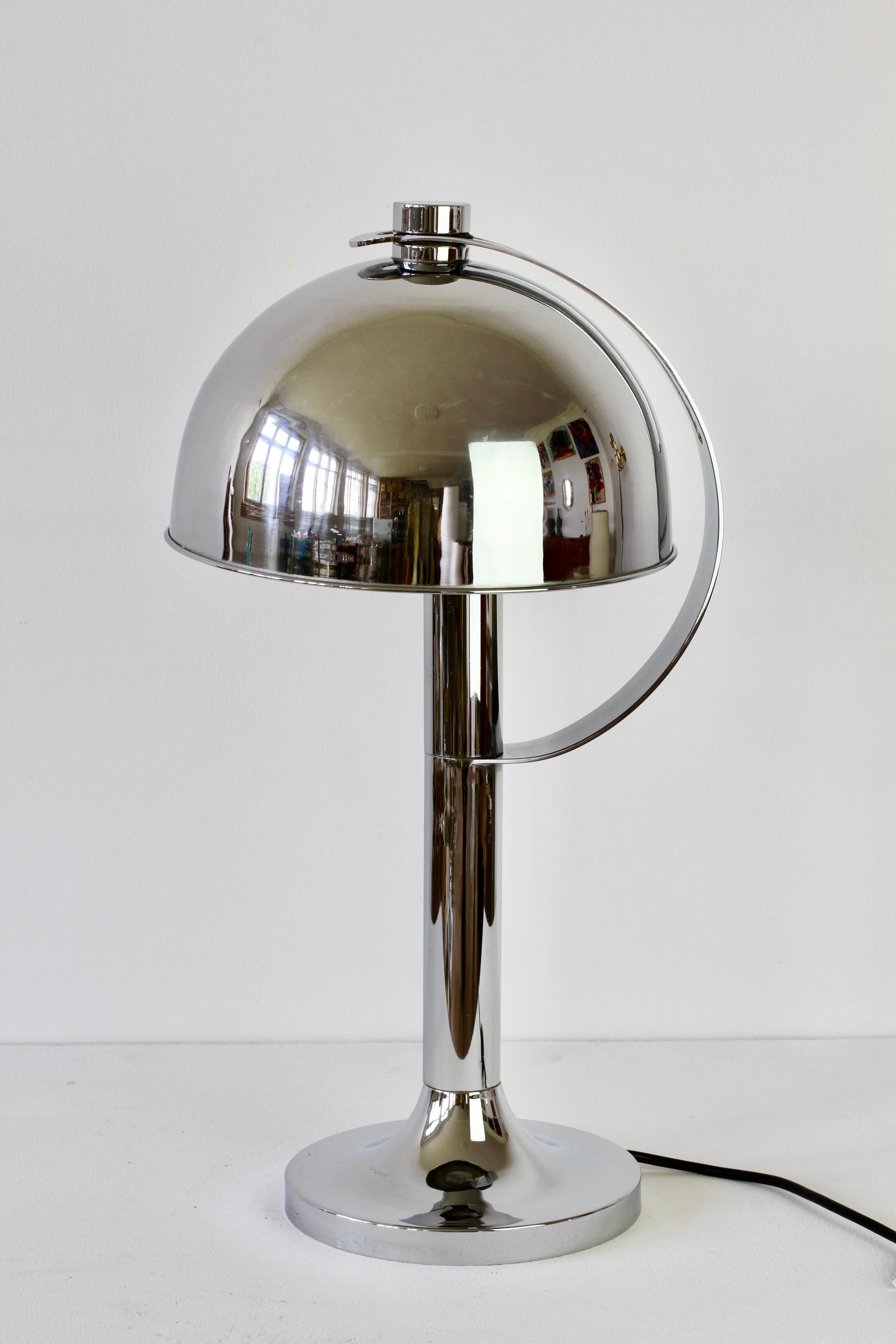 Rare Florian Schulz Mid-Century Vintage Modernist Chrome Adjustable Table Lamp For Sale 3