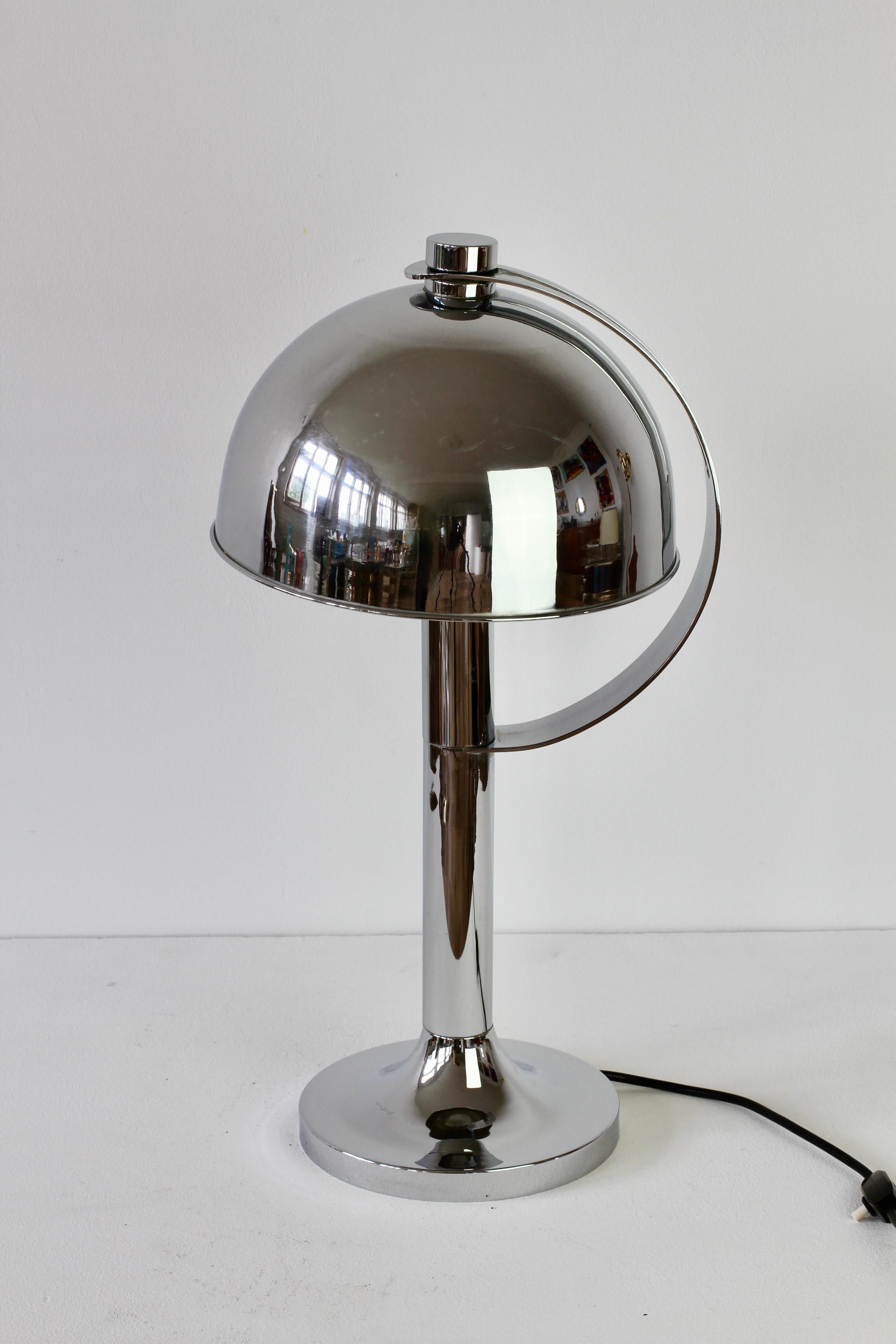 Rare Florian Schulz Mid-Century Vintage Modernist Chrome Adjustable Table Lamp For Sale 4