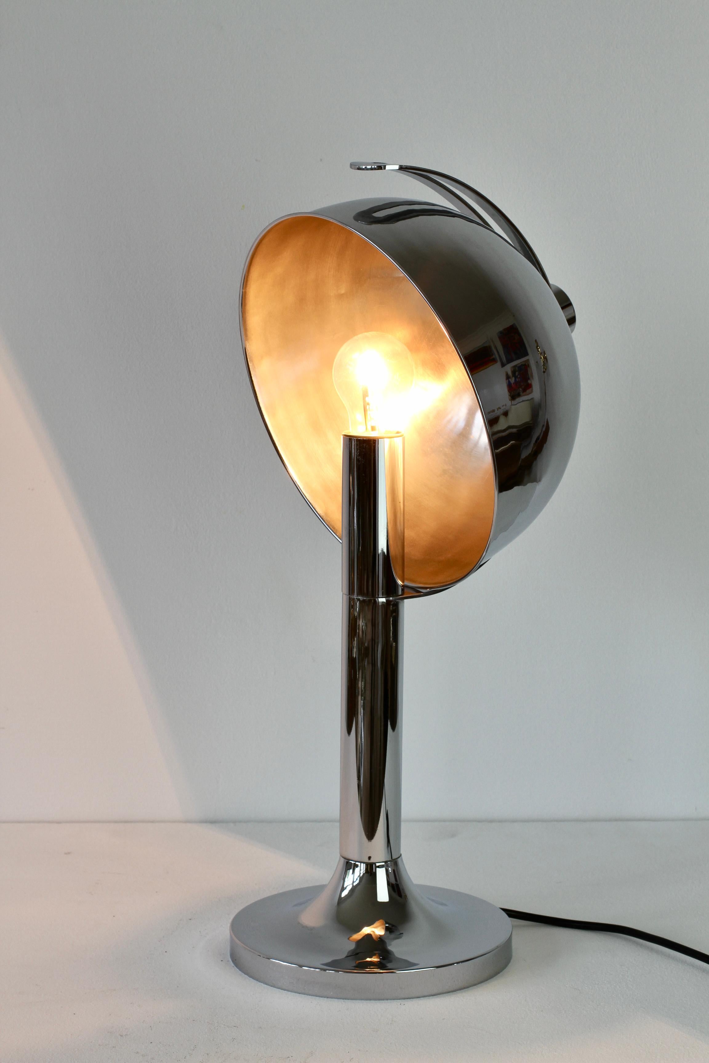 Rare Florian Schulz Mid-Century Vintage Modernist Chrome Adjustable Table Lamp For Sale 5