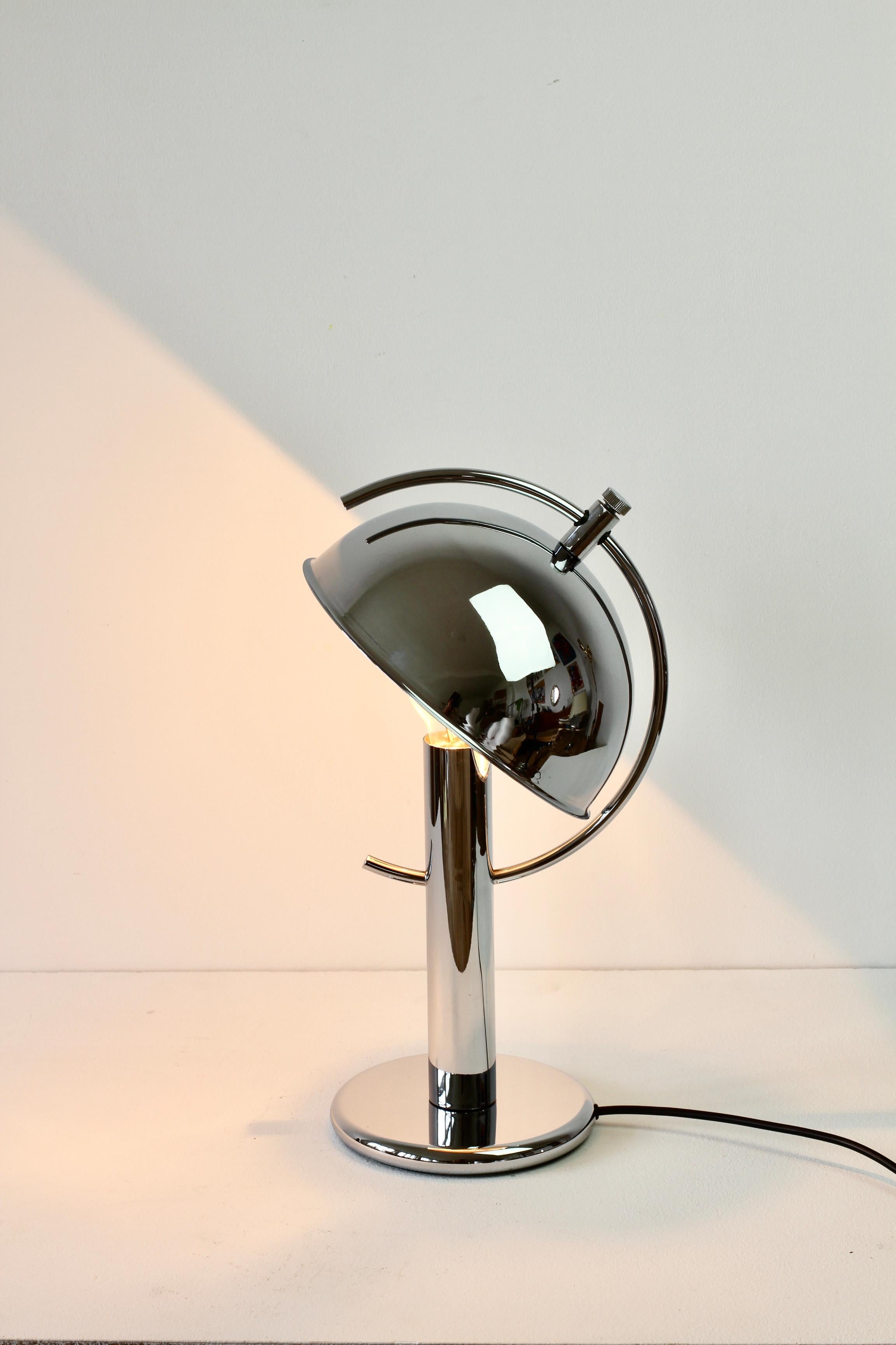 Rare Florian Schulz Mid-Century Vintage Modernist Chrome Adjustable Table Lamp For Sale 6