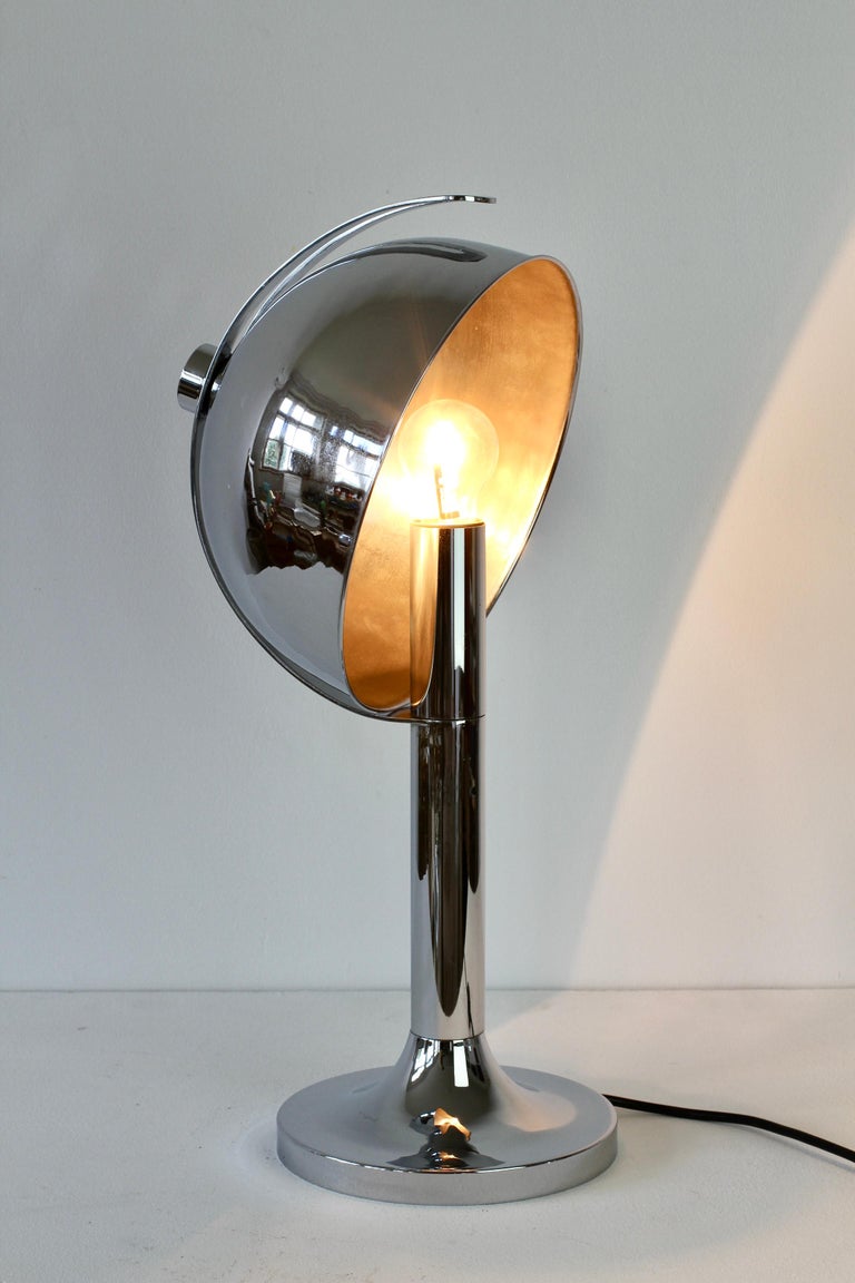 Rare Florian Schulz Mid-Century Vintage Modernist Chrome Adjustable Table  Lamp For Sale at 1stDibs