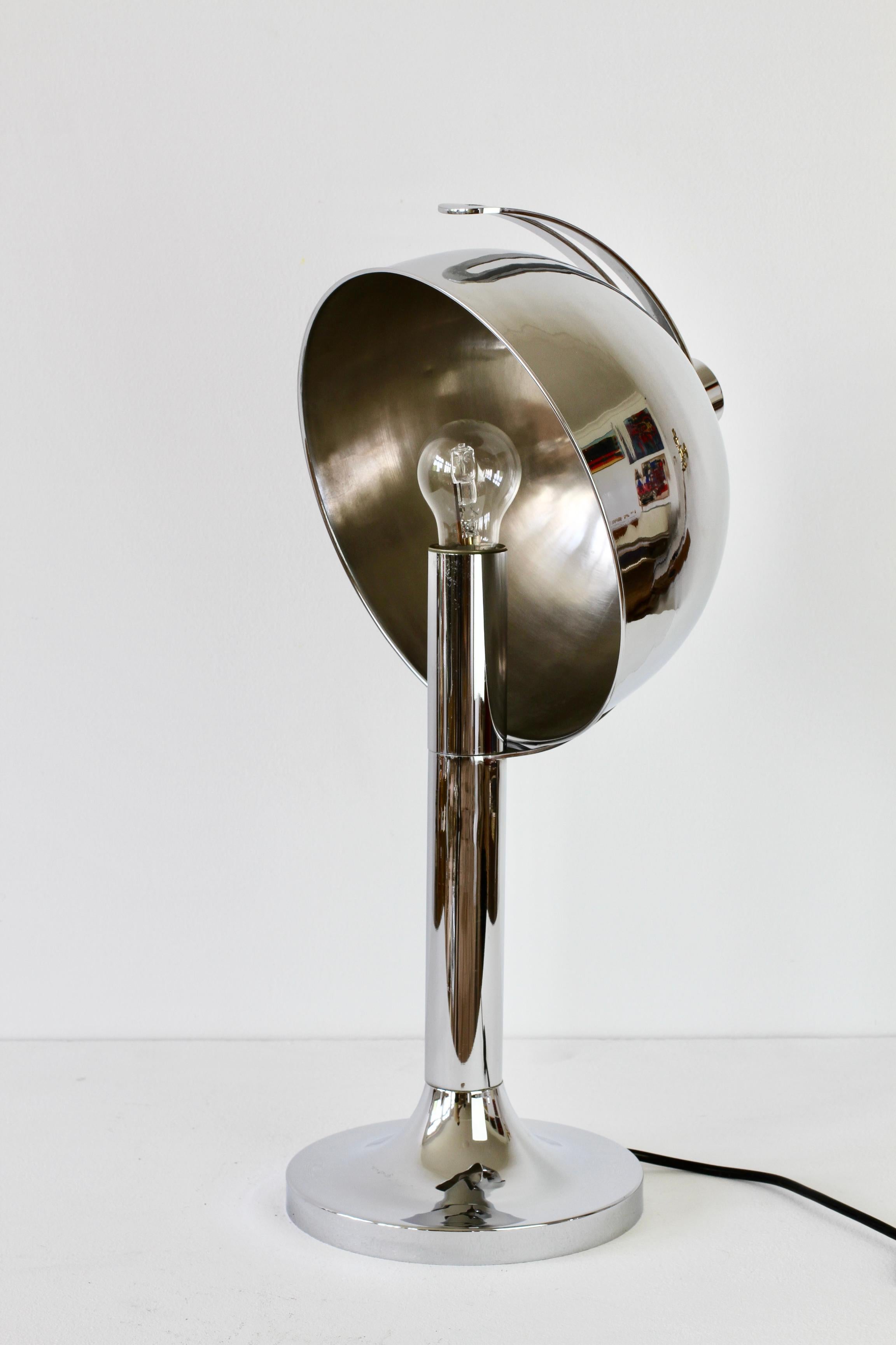 Rare Florian Schulz Mid-Century Vintage Modernist Chrome Adjustable Table Lamp For Sale 8