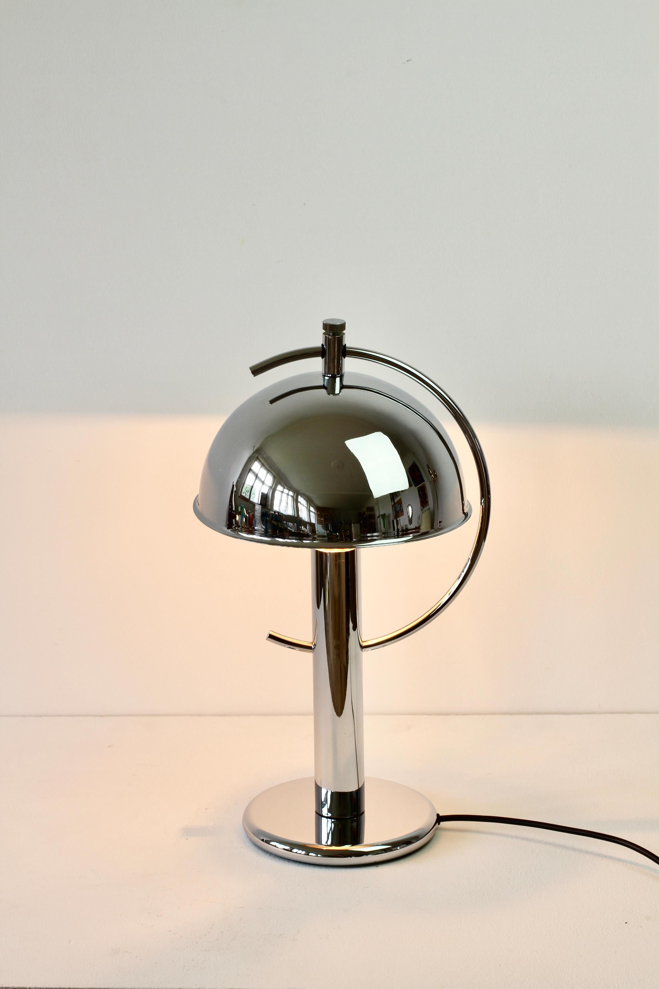 Rare Florian Schulz Mid-Century Vintage Modernist Chrome Adjustable Table Lamp For Sale 8