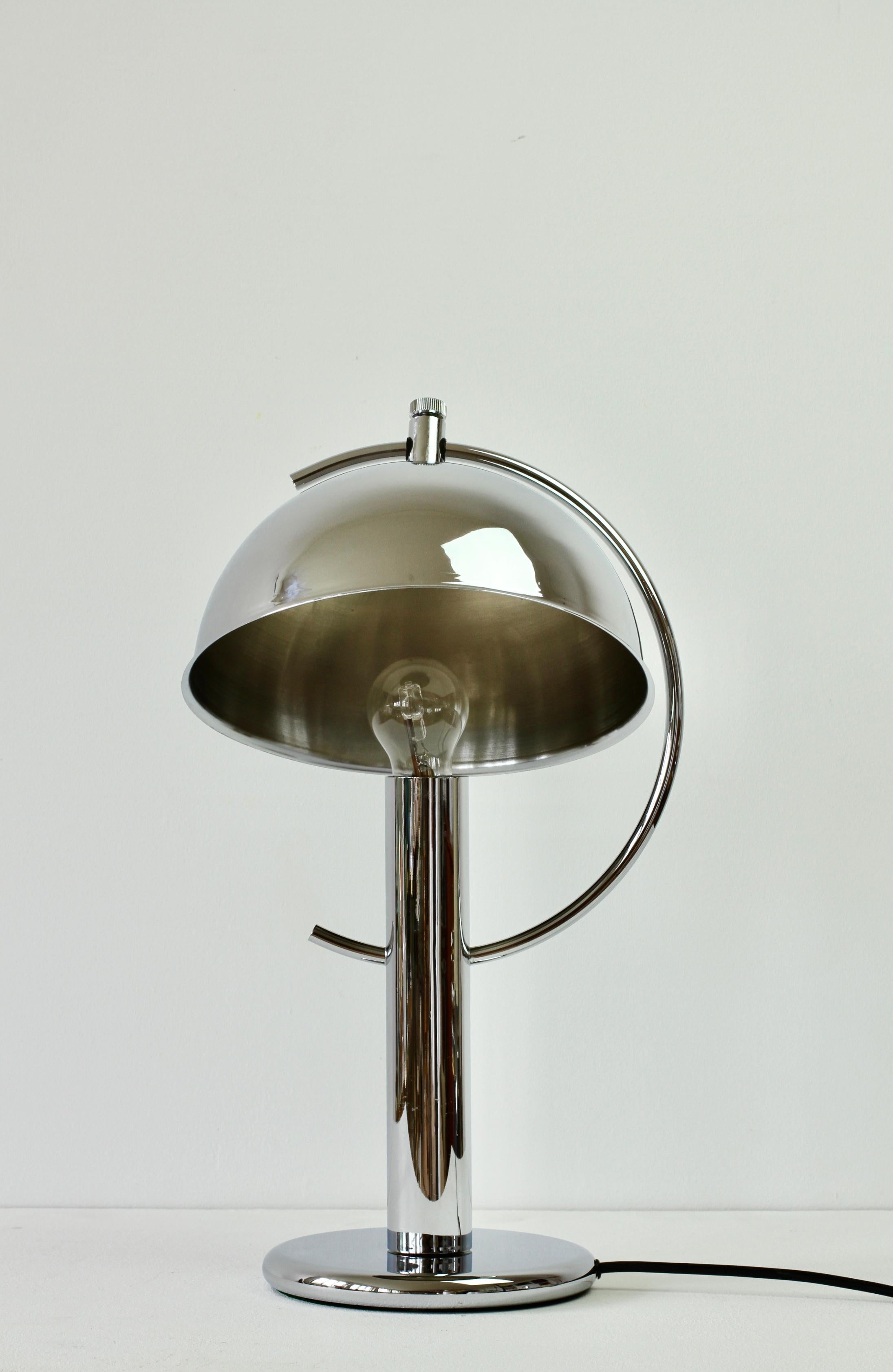 Rare Florian Schulz Mid-Century Vintage Modernist Chrome Adjustable Table Lamp For Sale 9