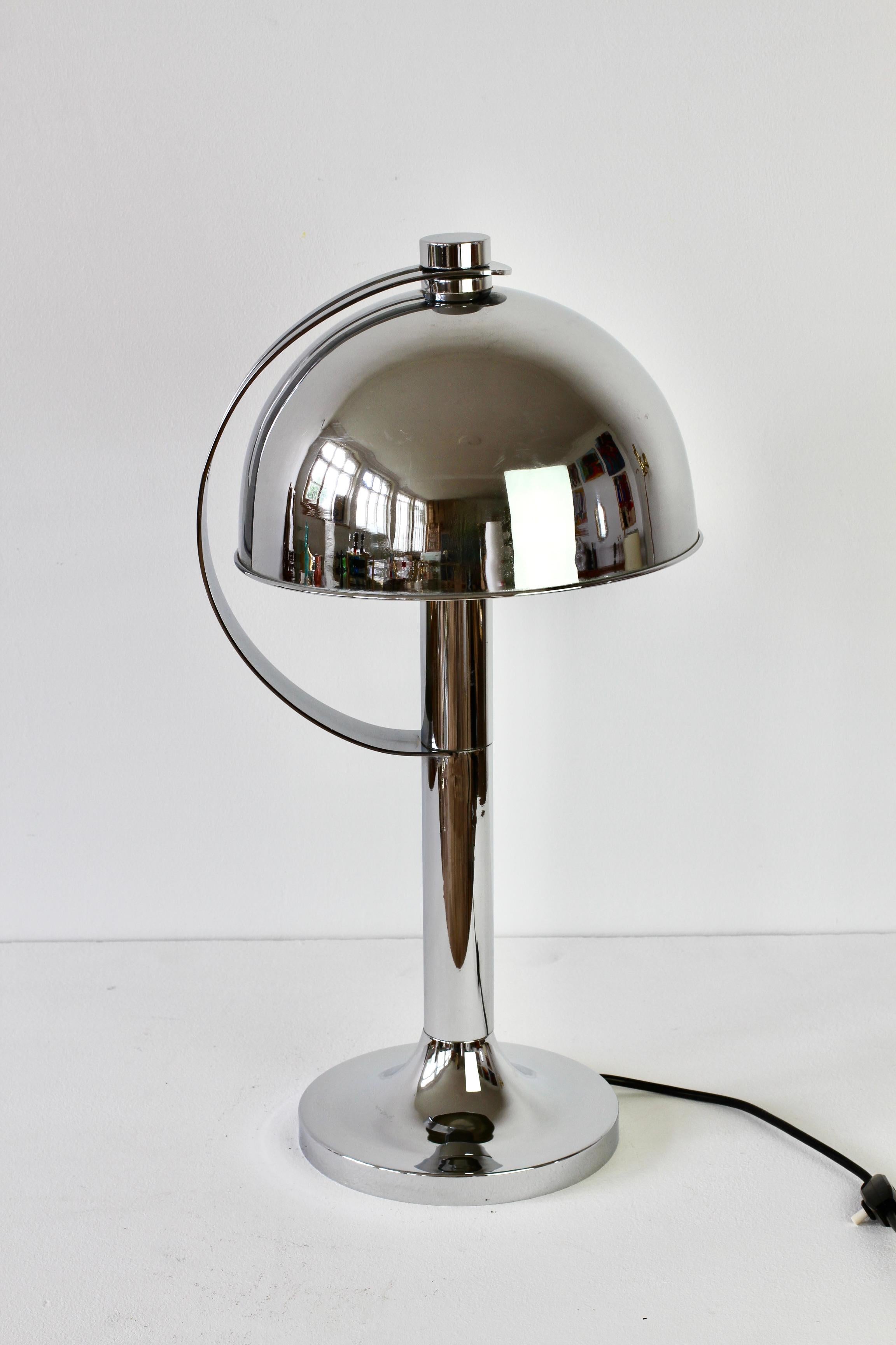 Mid-Century Modern Rare Florian Schulz Mid-Century Vintage Modernist Chrome Adjustable Table Lamp For Sale