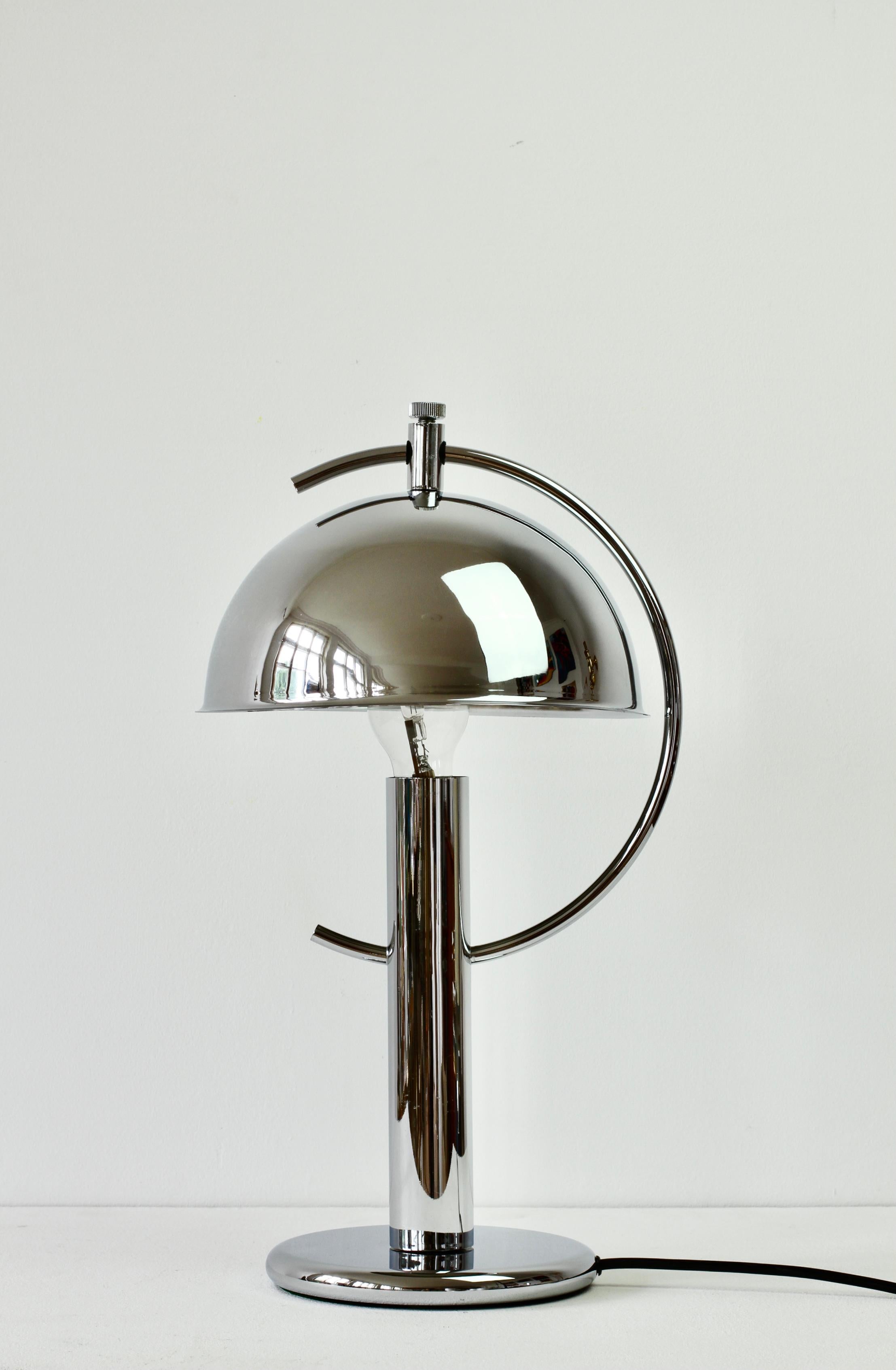 Mid-Century Modern Rare Florian Schulz Mid-Century Vintage Modernist Chrome Adjustable Table Lamp For Sale