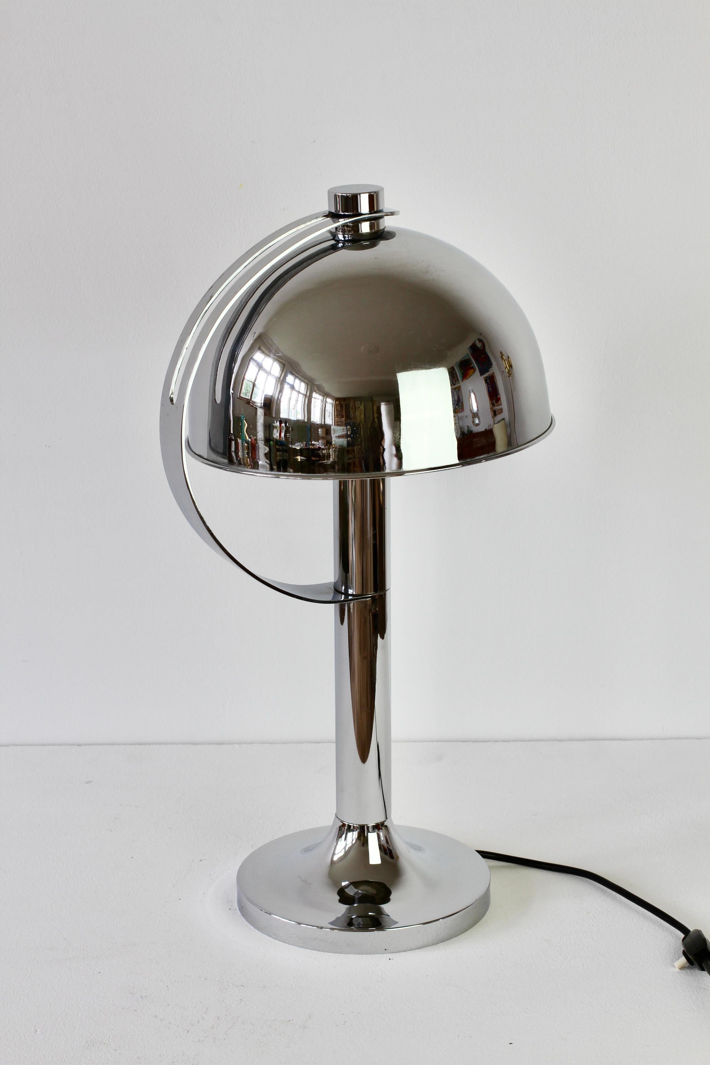 German Rare Florian Schulz Mid-Century Vintage Modernist Chrome Adjustable Table Lamp For Sale
