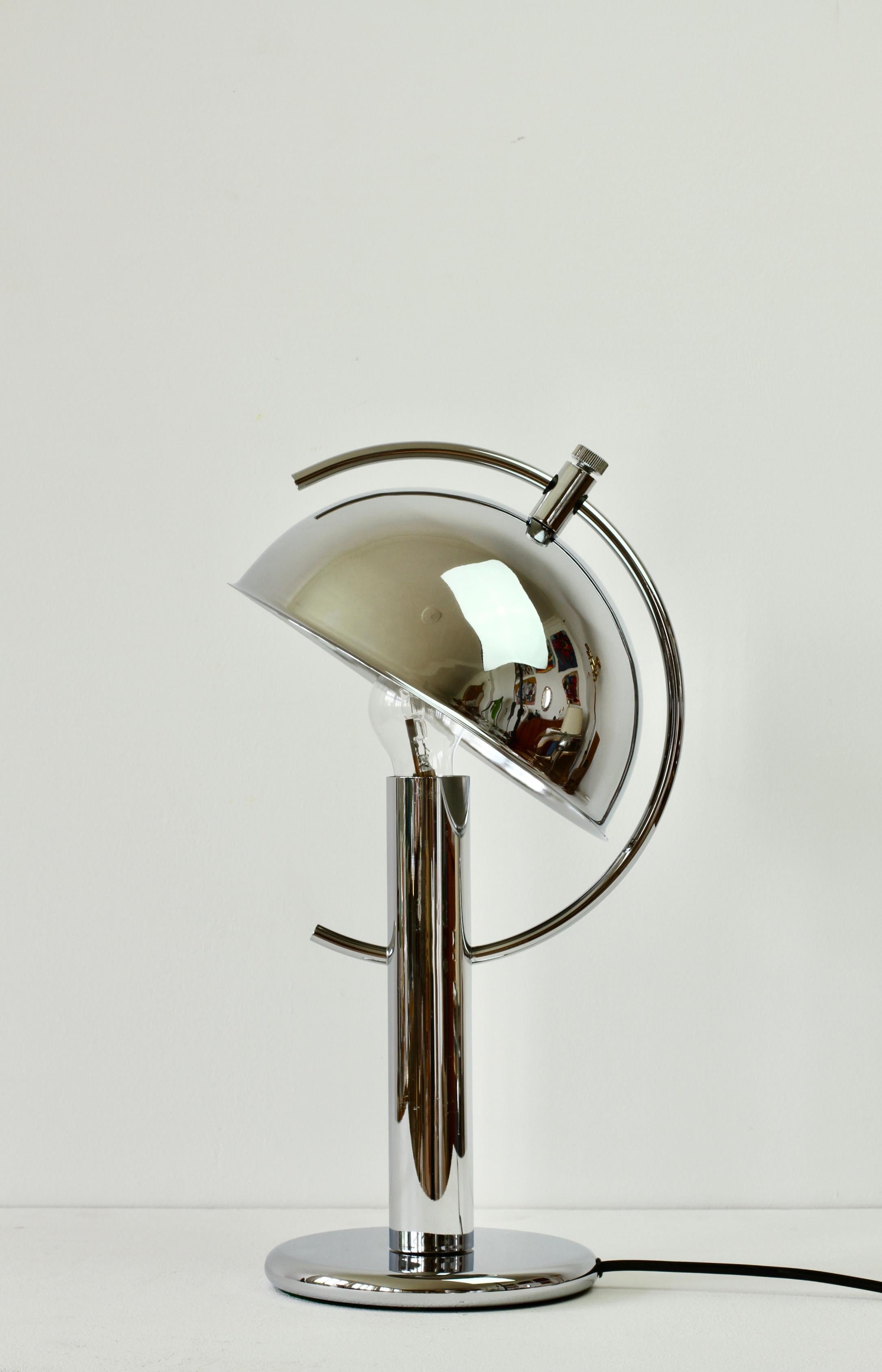 German Rare Florian Schulz Mid-Century Vintage Modernist Chrome Adjustable Table Lamp For Sale