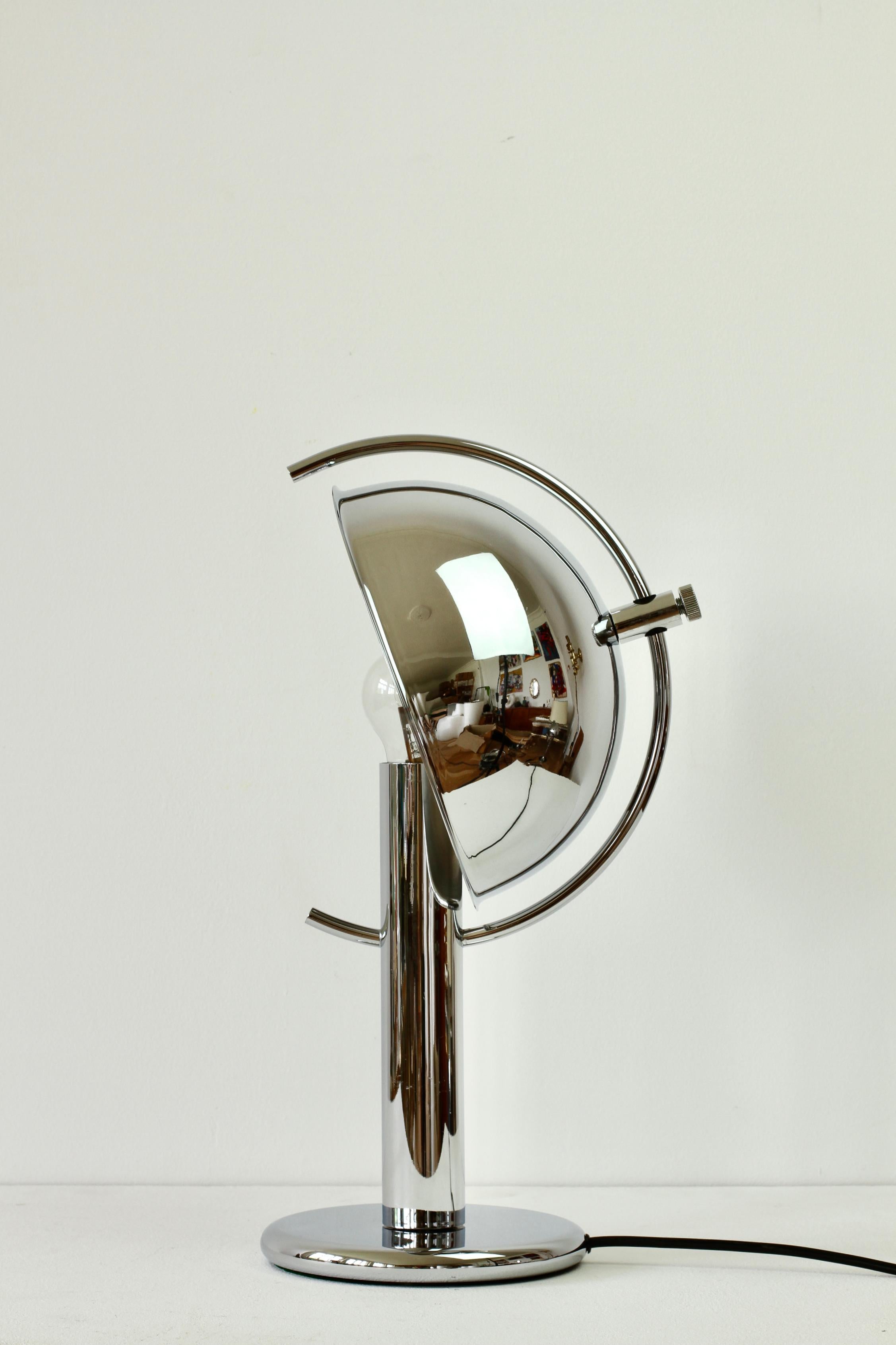 Polished Rare Florian Schulz Mid-Century Vintage Modernist Chrome Adjustable Table Lamp For Sale