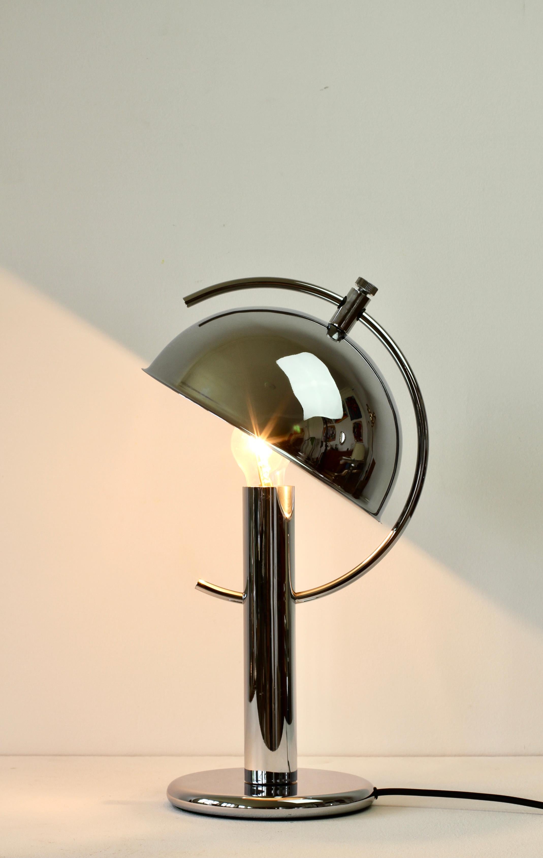 20th Century Rare Florian Schulz Mid-Century Vintage Modernist Chrome Adjustable Table Lamp For Sale