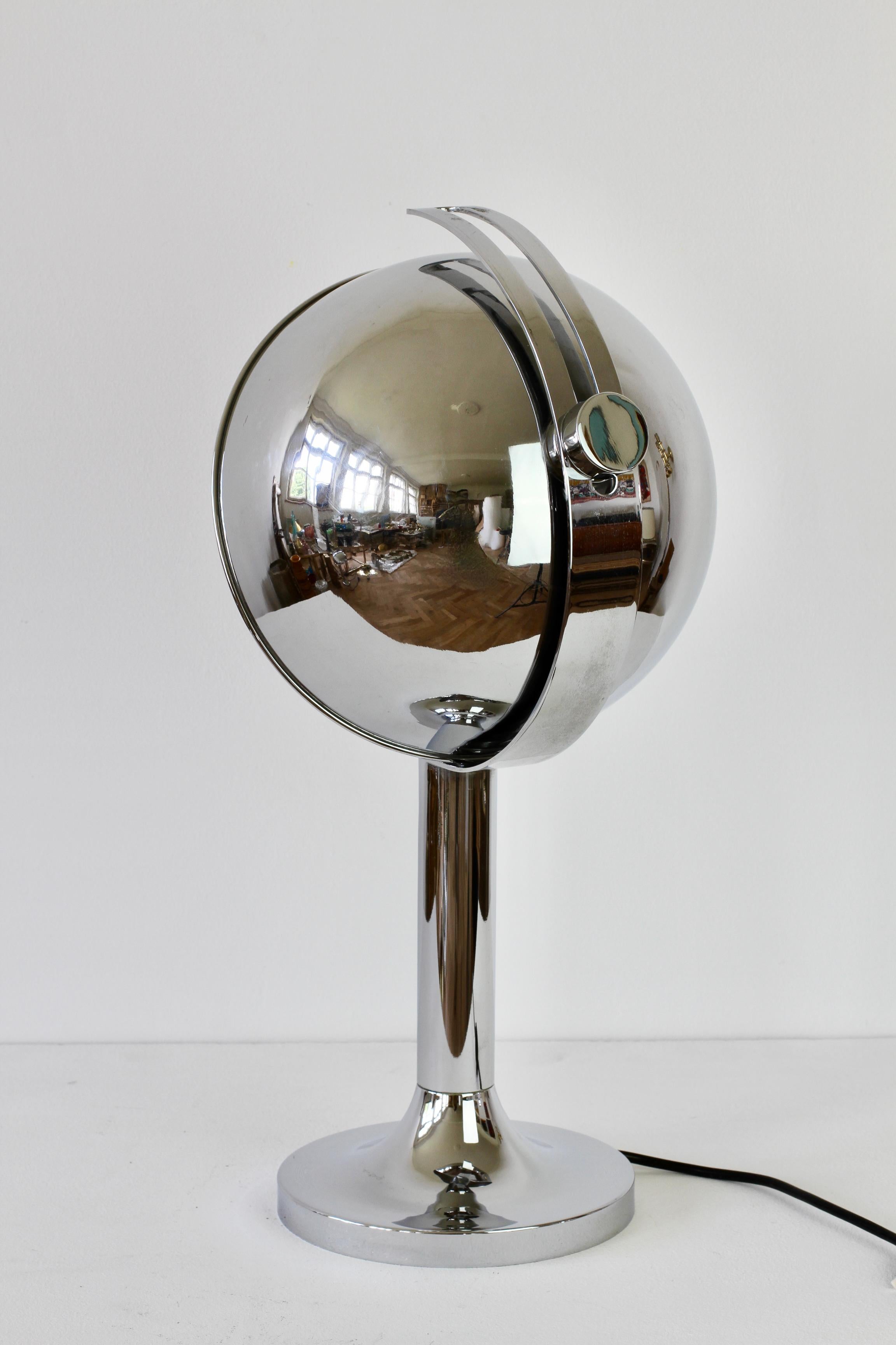Rare Florian Schulz Mid-Century Vintage Modernist Chrome Adjustable Table Lamp For Sale 1