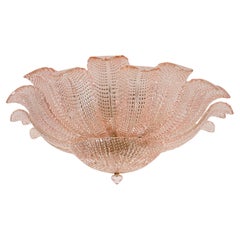 Rare Flower Ceiling Lamp - Murano Art Glass - pink color