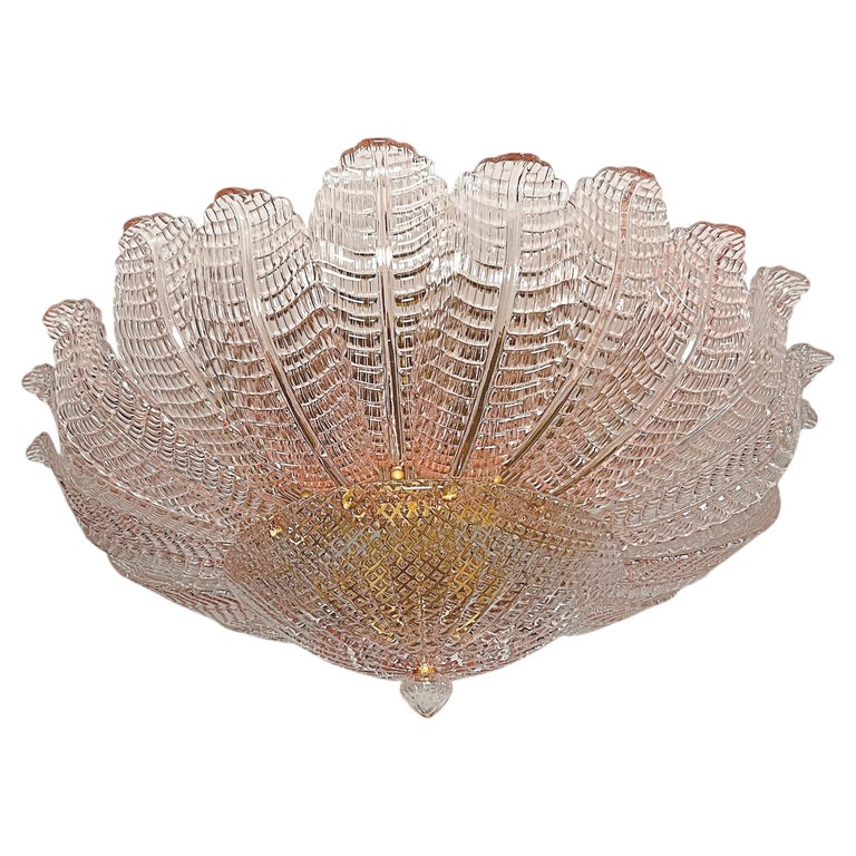 Rare Flower Ceiling Lamp - Murano Art Glass - pink glasses