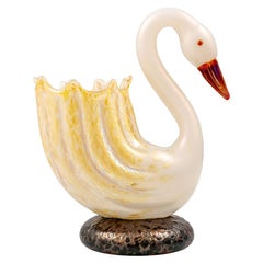 Rare Flower Vase in the Shape of a Swan Loetz, circa 1905
