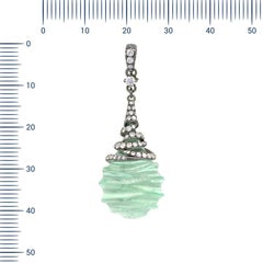 Rare Fluorite White Diamond White Gold Pendant