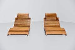 Rare Foldable Garden Slat Chairs, France, 1950