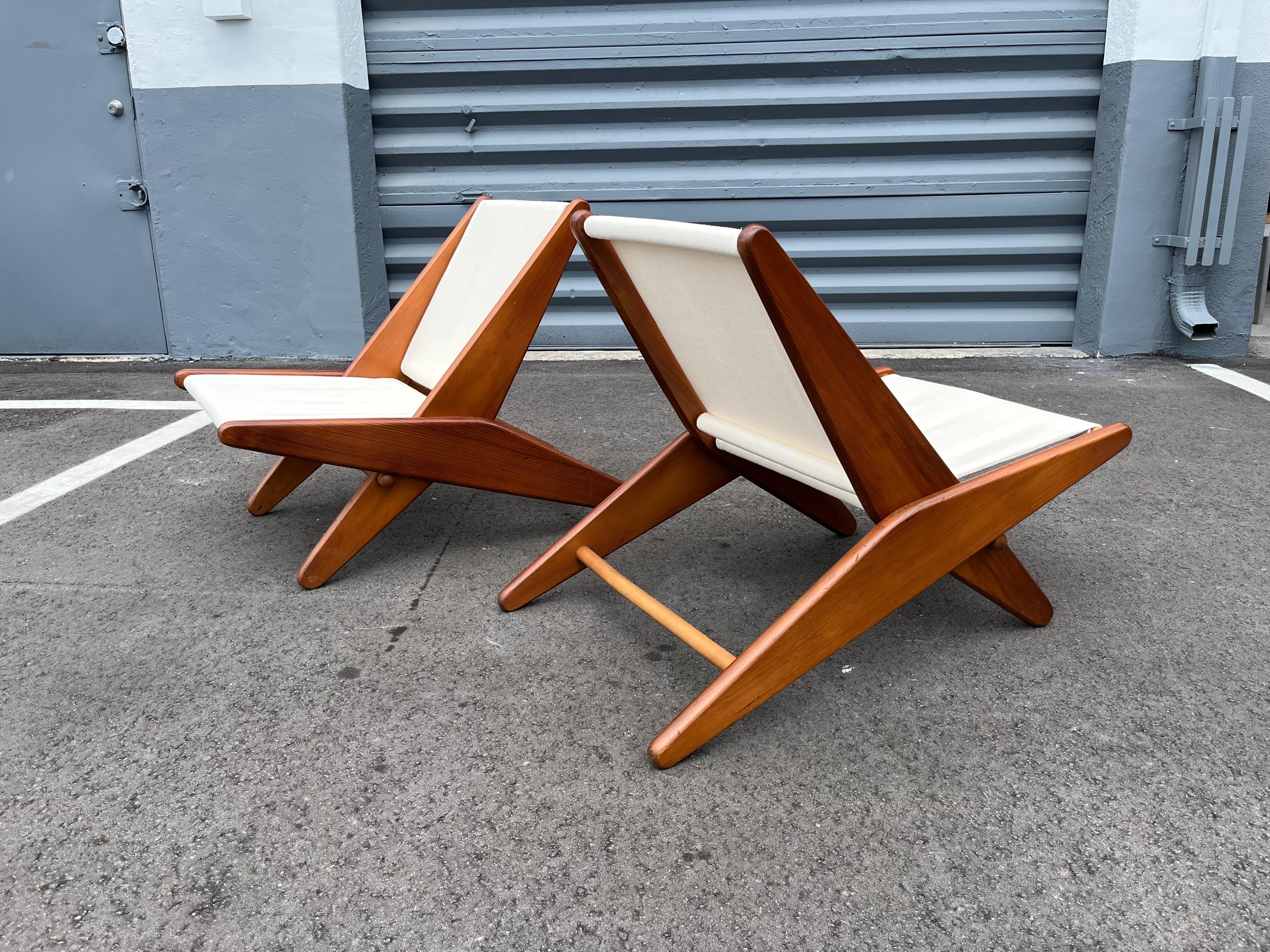 Rare Folding Scissor Chairs by Ficks Reed C. 1950, Linen, Fir im Angebot 4