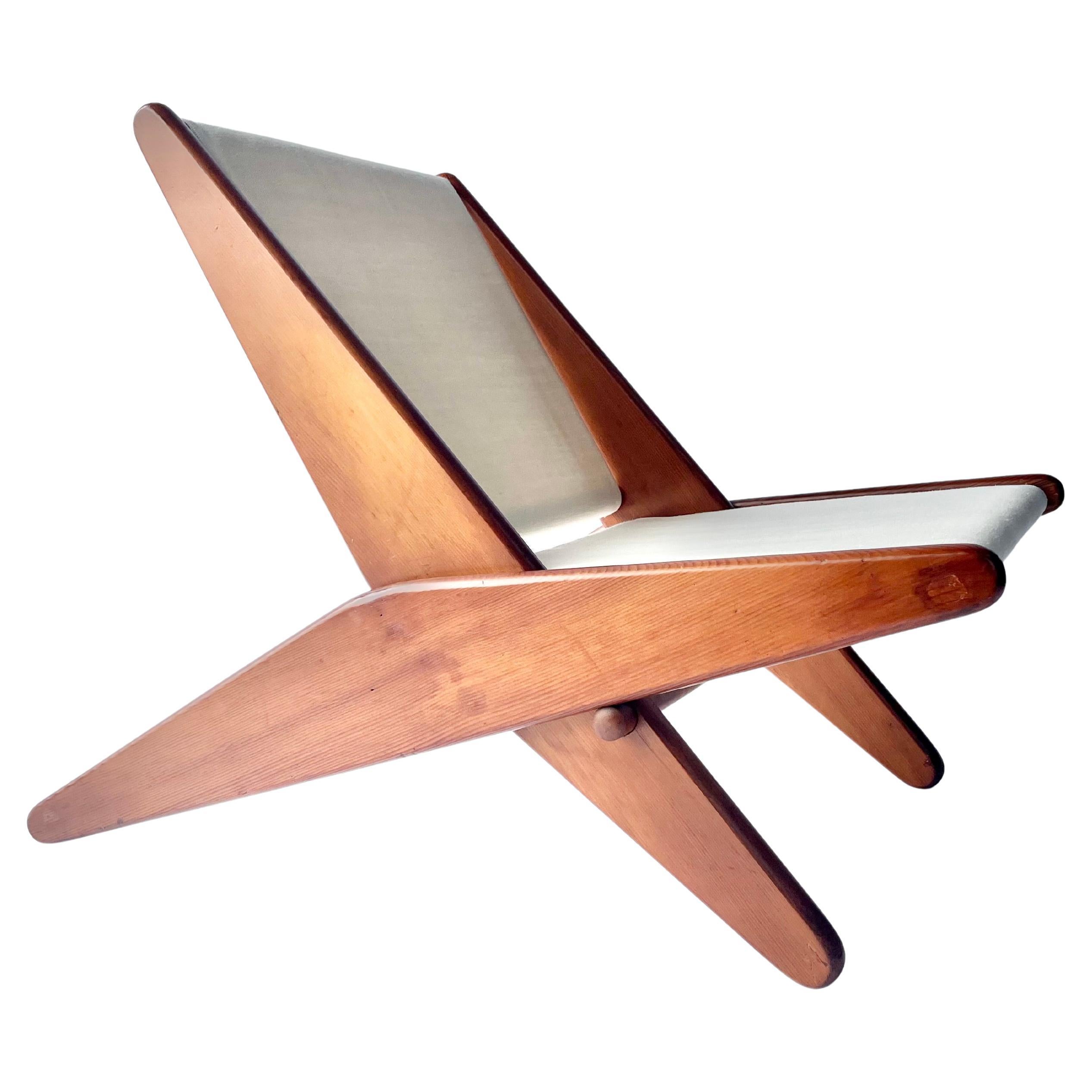 Rare Folding Scissor Chairs by Ficks Reed C. 1950, Linen, Fir im Angebot