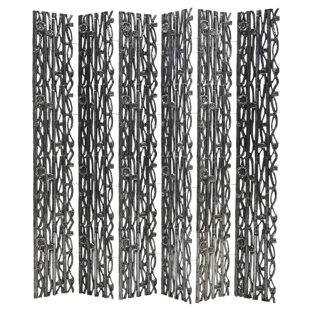 Rare Folding Screen by Arthur Court, USA, circa 1960, Polished Cast Aluminum