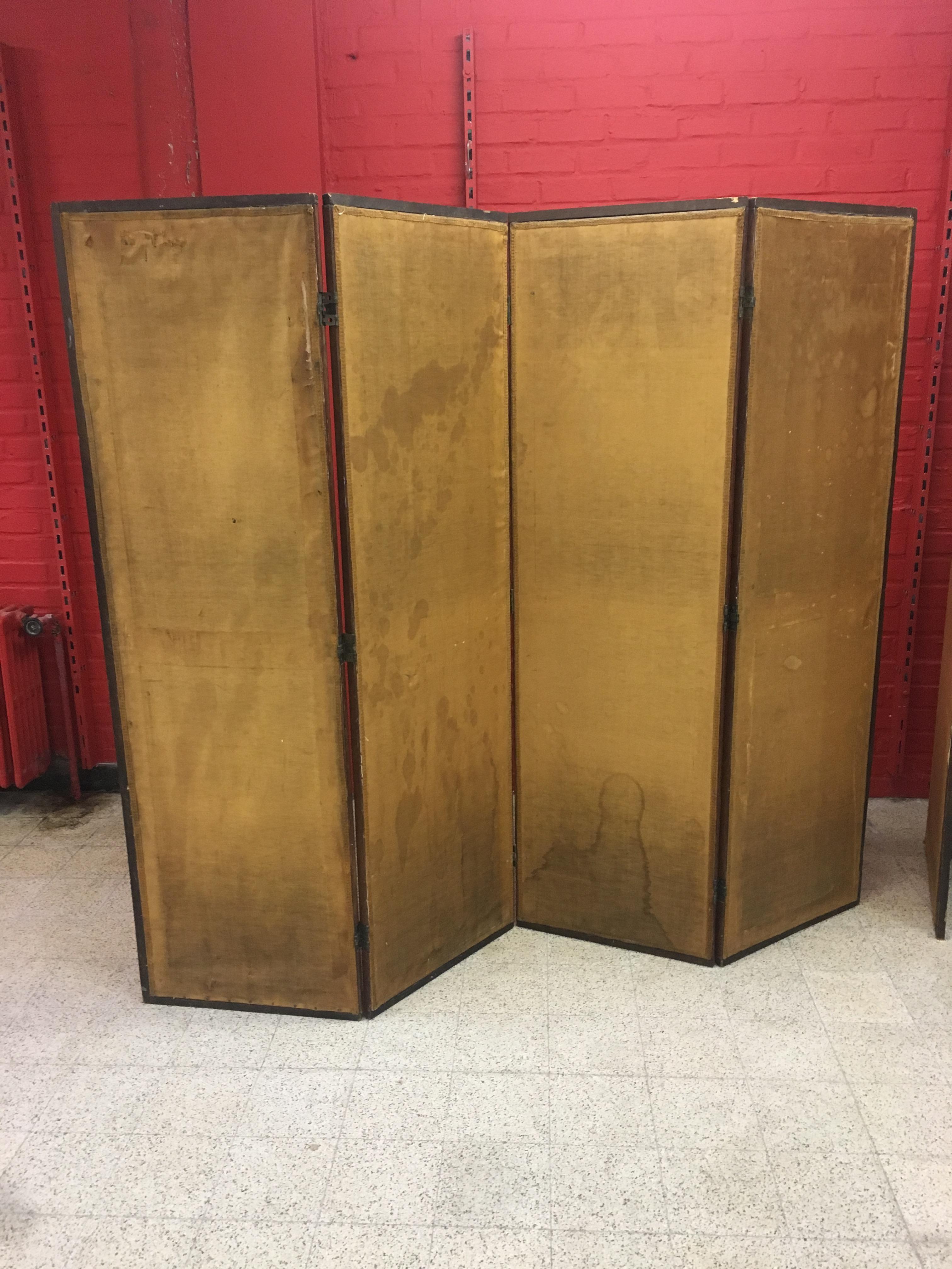 Rare Folding Screen Period 1900, Composed of Two Elements, circa 1900 For Sale 9